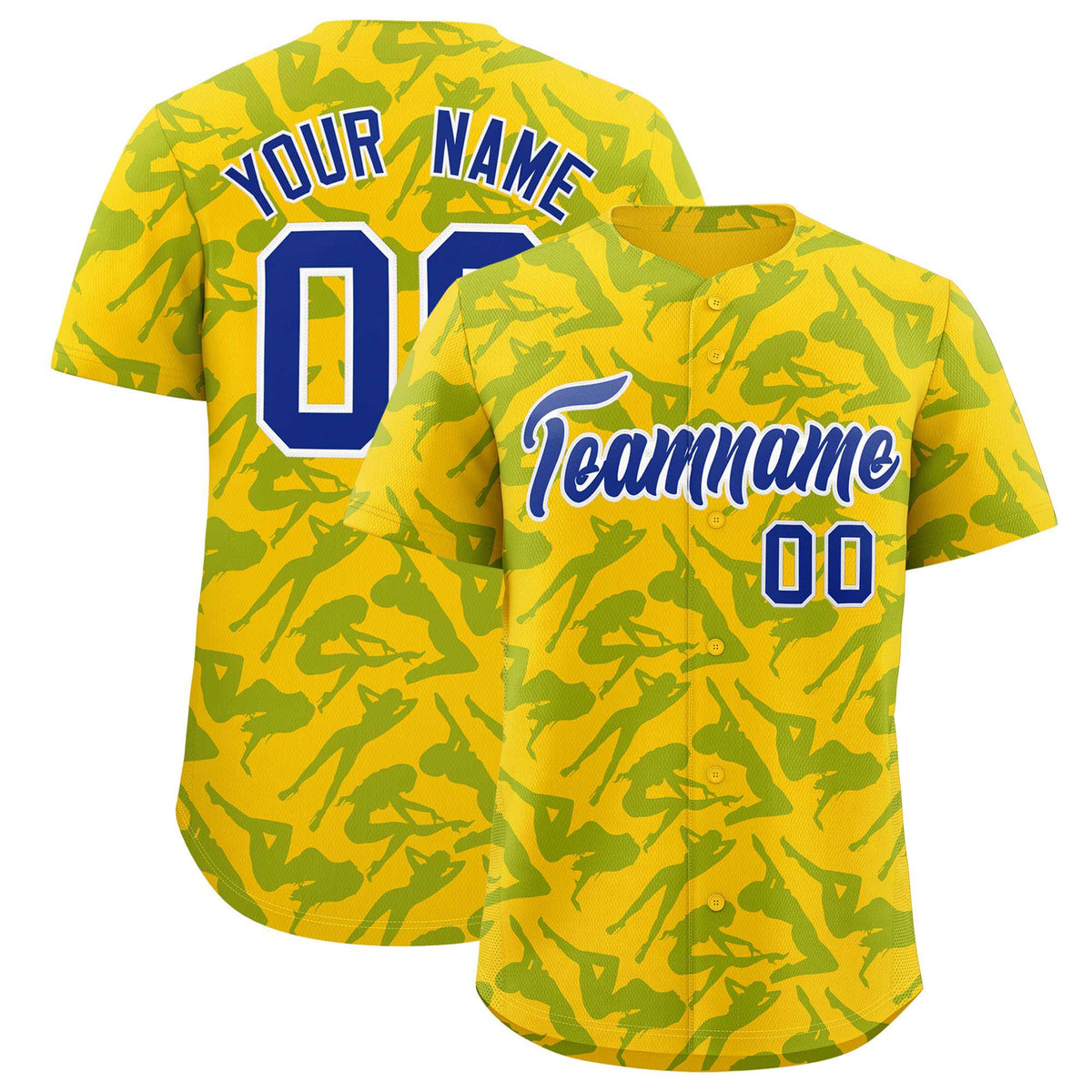 Custom Gold Royal Playboy Graffiti Pattern Authentic Baseball Jersey| KXKSHOP