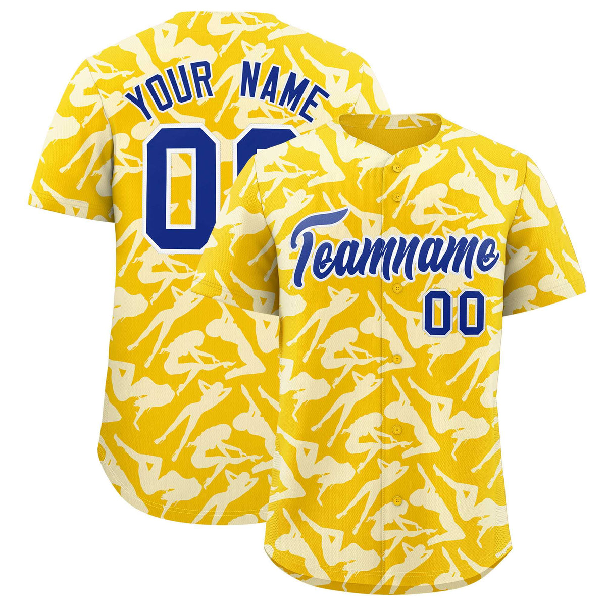 Custom Gold White Playboy Graffiti Pattern Authentic Baseball Jersey| KXKSHOP