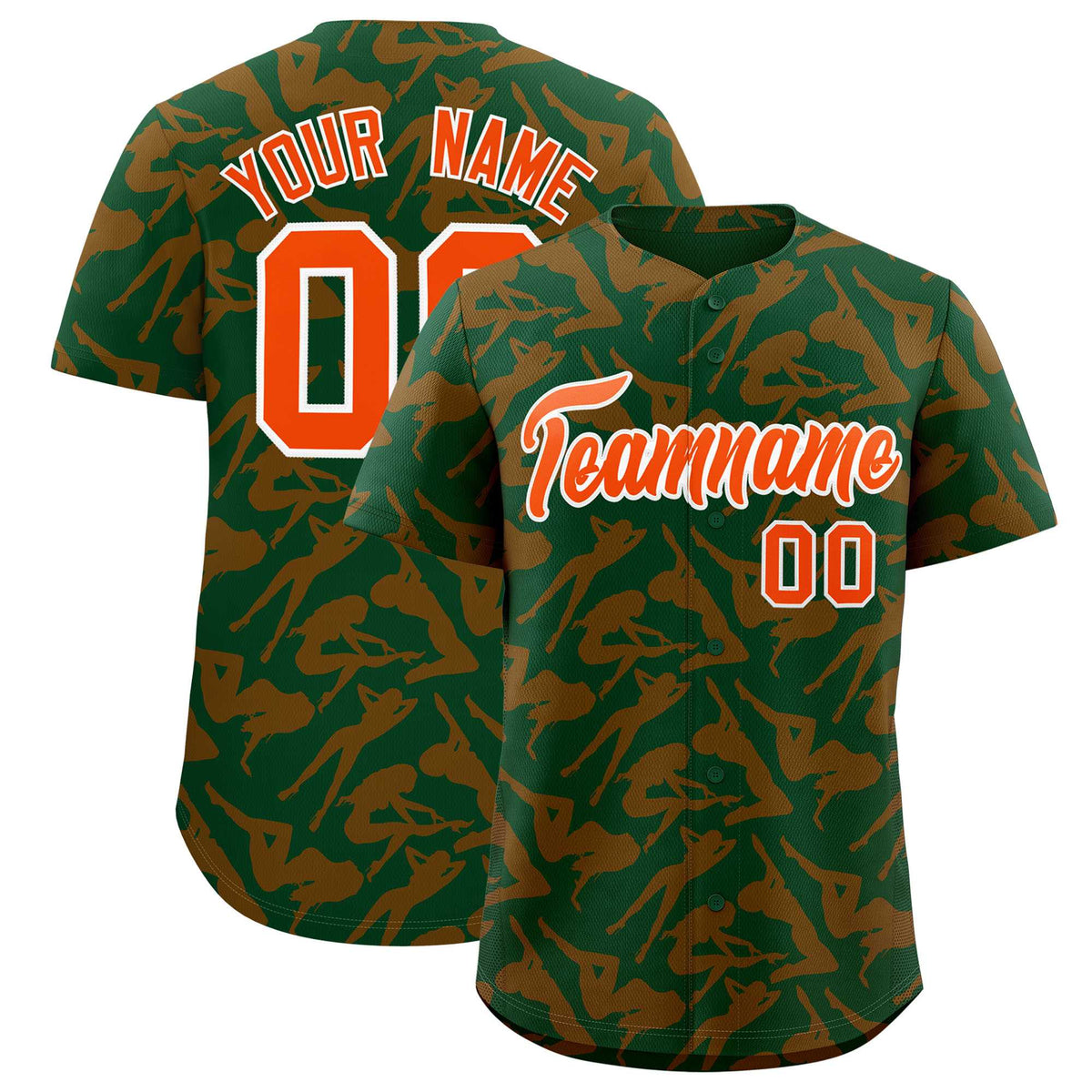 Custom Green Orange Playboy Graffiti Pattern Authentic Baseball Jersey| KXKSHOP