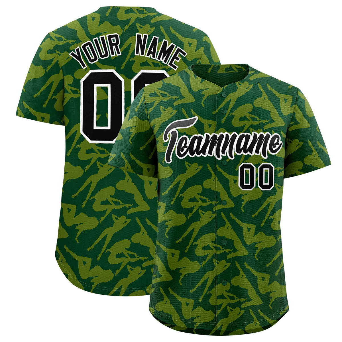 Custom Green Gold Playboy Graffiti Pattern Authentic Baseball Jersey| KXKSHOP
