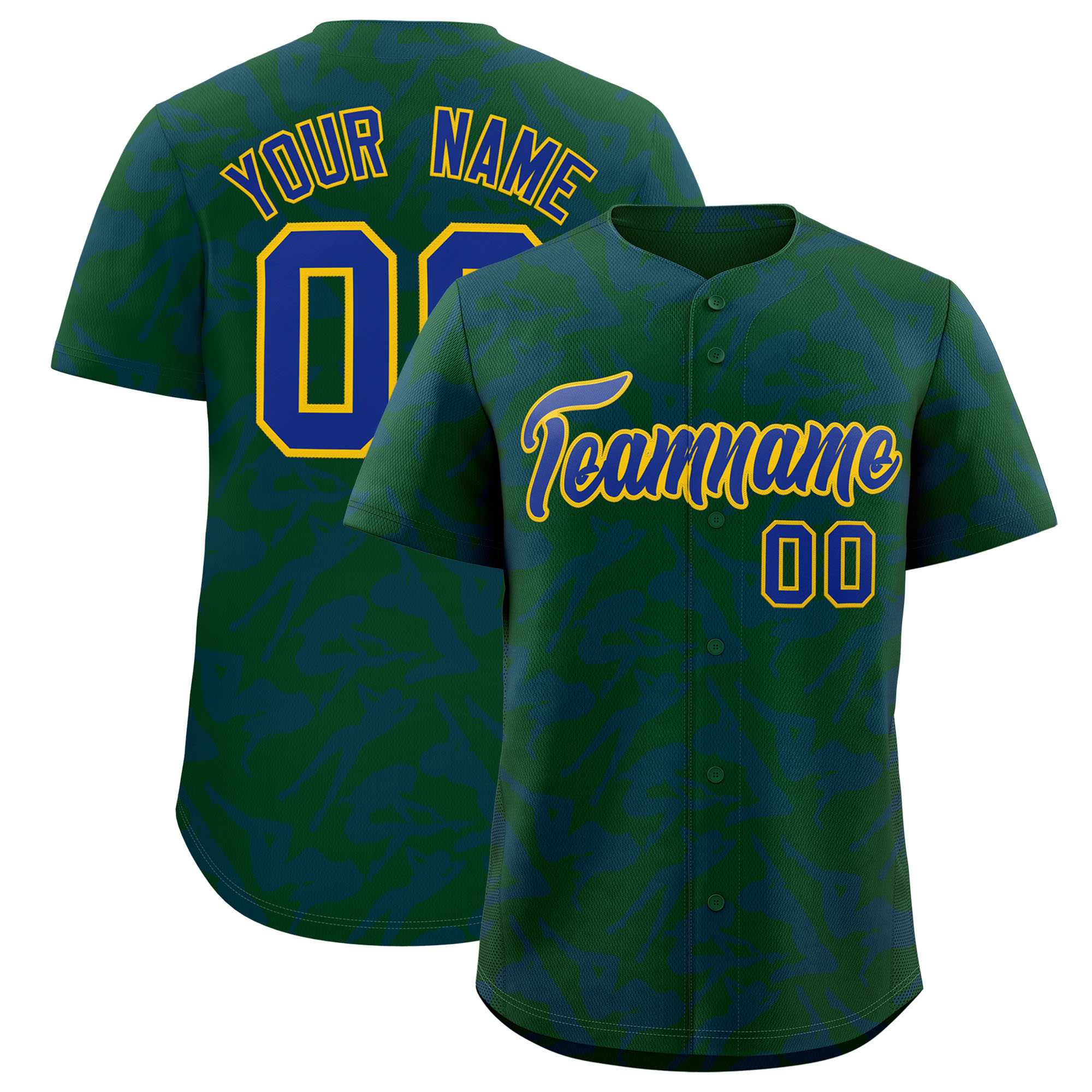 Custom Green Royal Playboy Graffiti Pattern Authentic Baseball Jersey| KXKSHOP