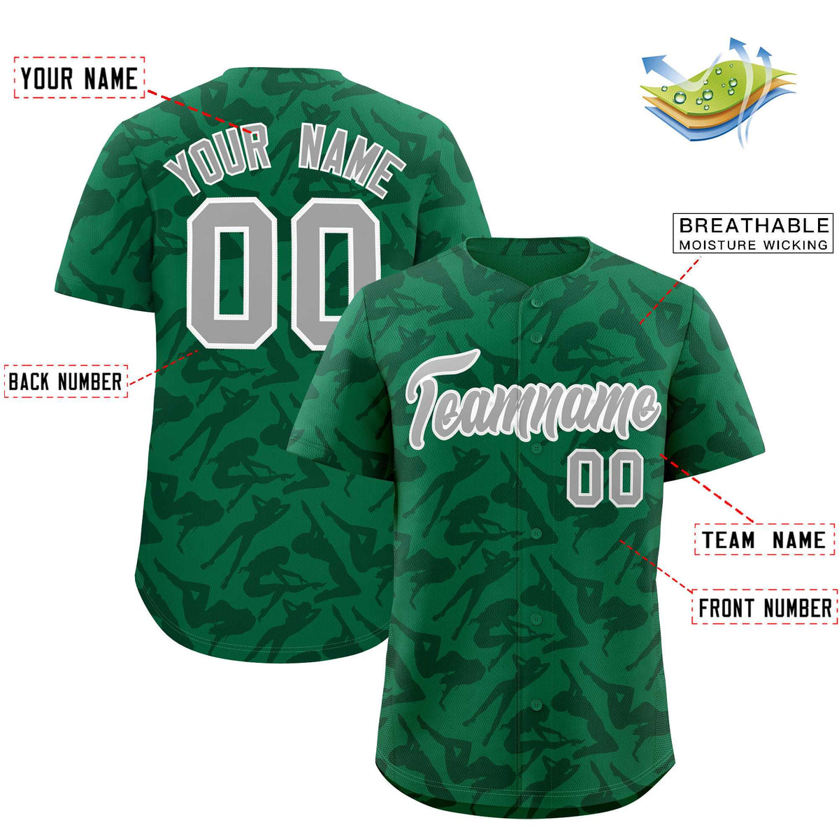 Custom Kelly Green Green Playboy Graffiti Pattern Authentic Baseball Jersey| KXKSHOP