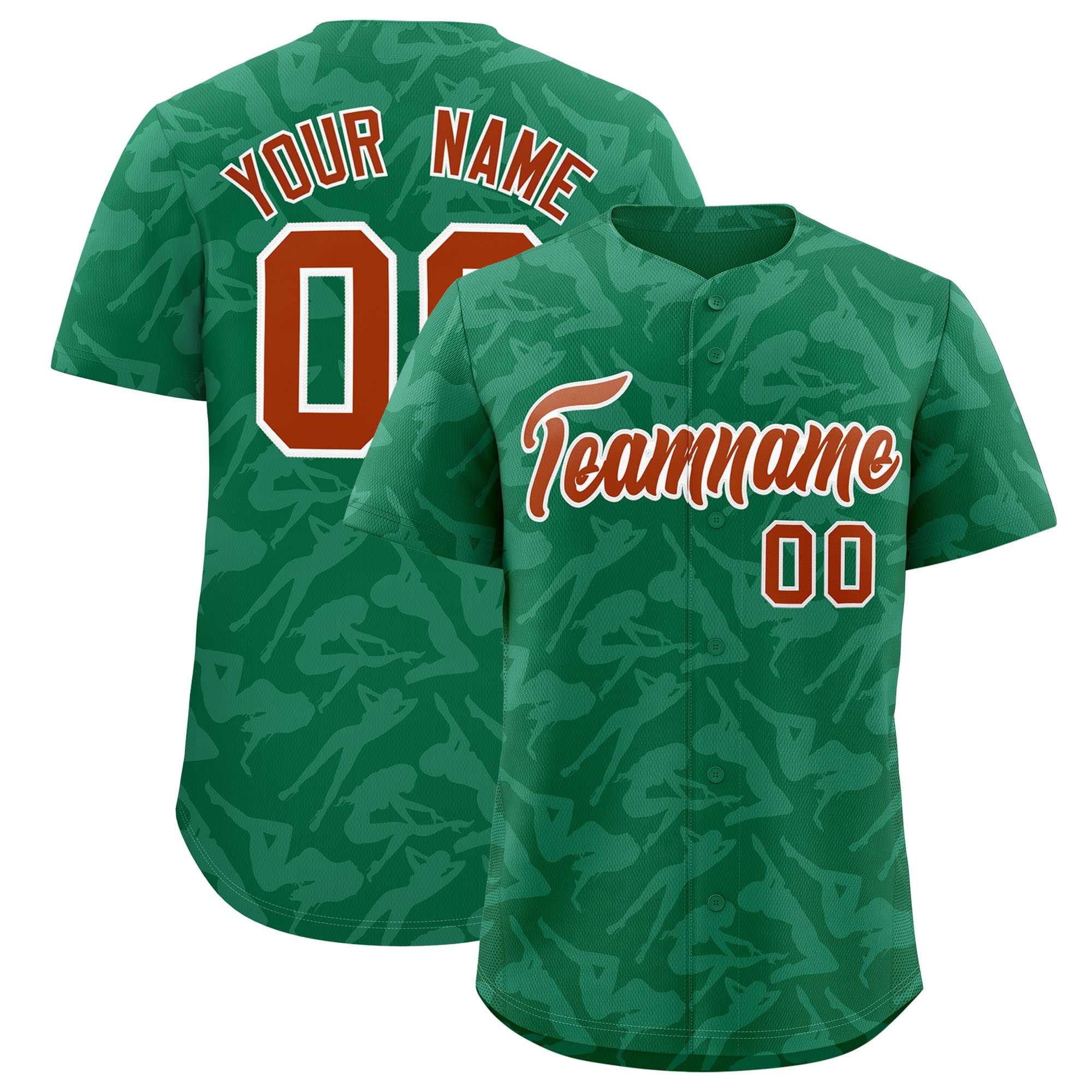 Custom Kelly Green White Playboy Graffiti Pattern Authentic Baseball Jersey| KXKSHOP