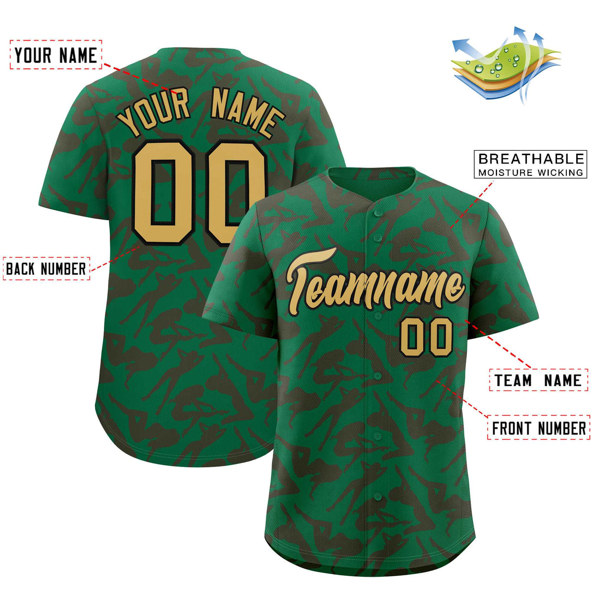 Custom Kelly Green Crimson Playboy Graffiti Pattern Authentic Baseball Jersey| KXKSHOP