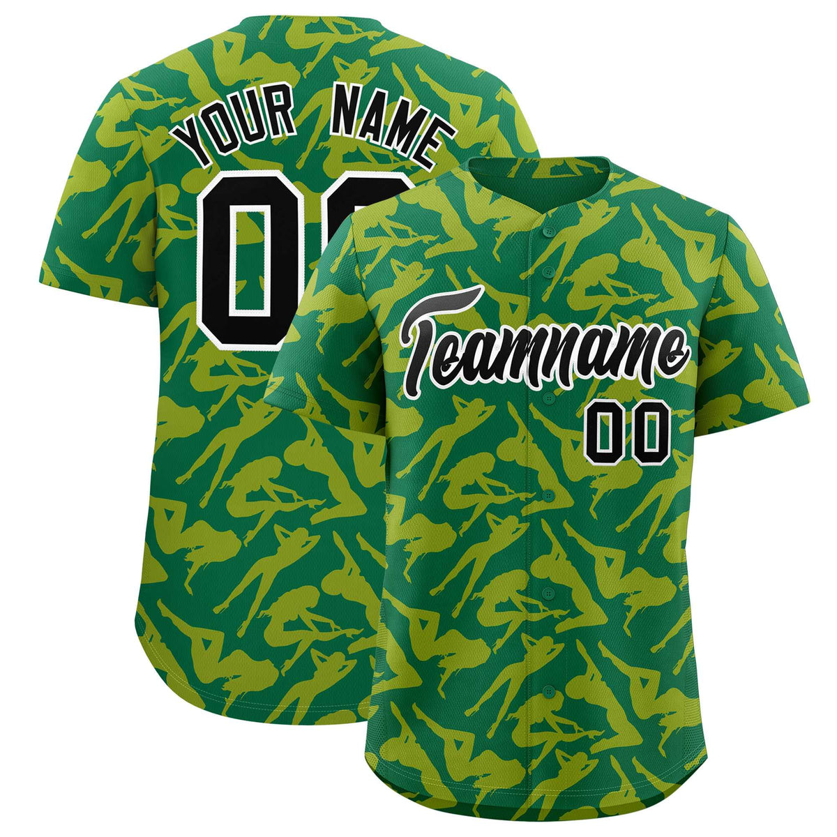 Custom Kelly Green Gold Playboy Graffiti Pattern Authentic Baseball Jersey| KXKSHOP