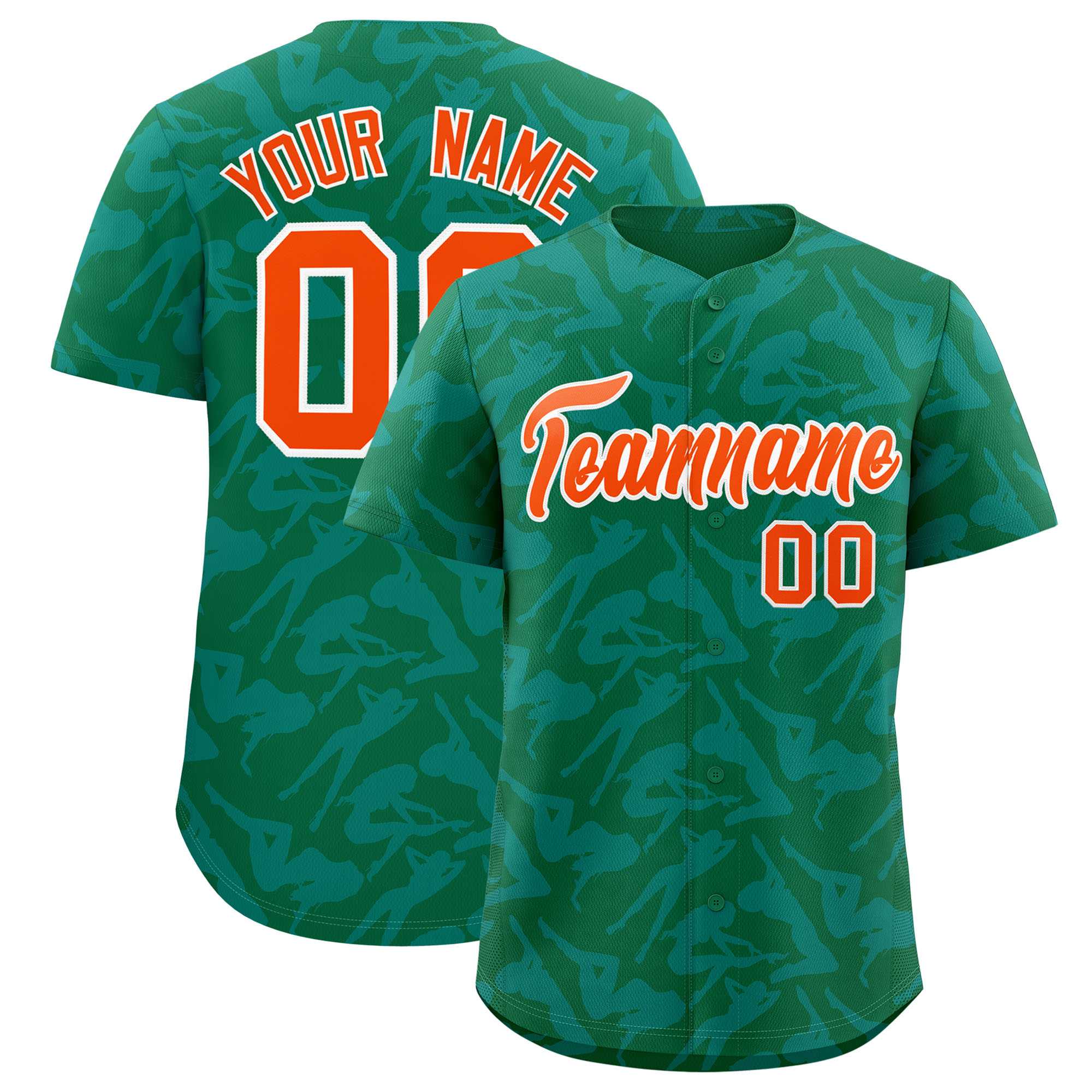 Custom Kelly Green Aqua Playboy Graffiti Pattern Authentic Baseball Jersey| KXKSHOP