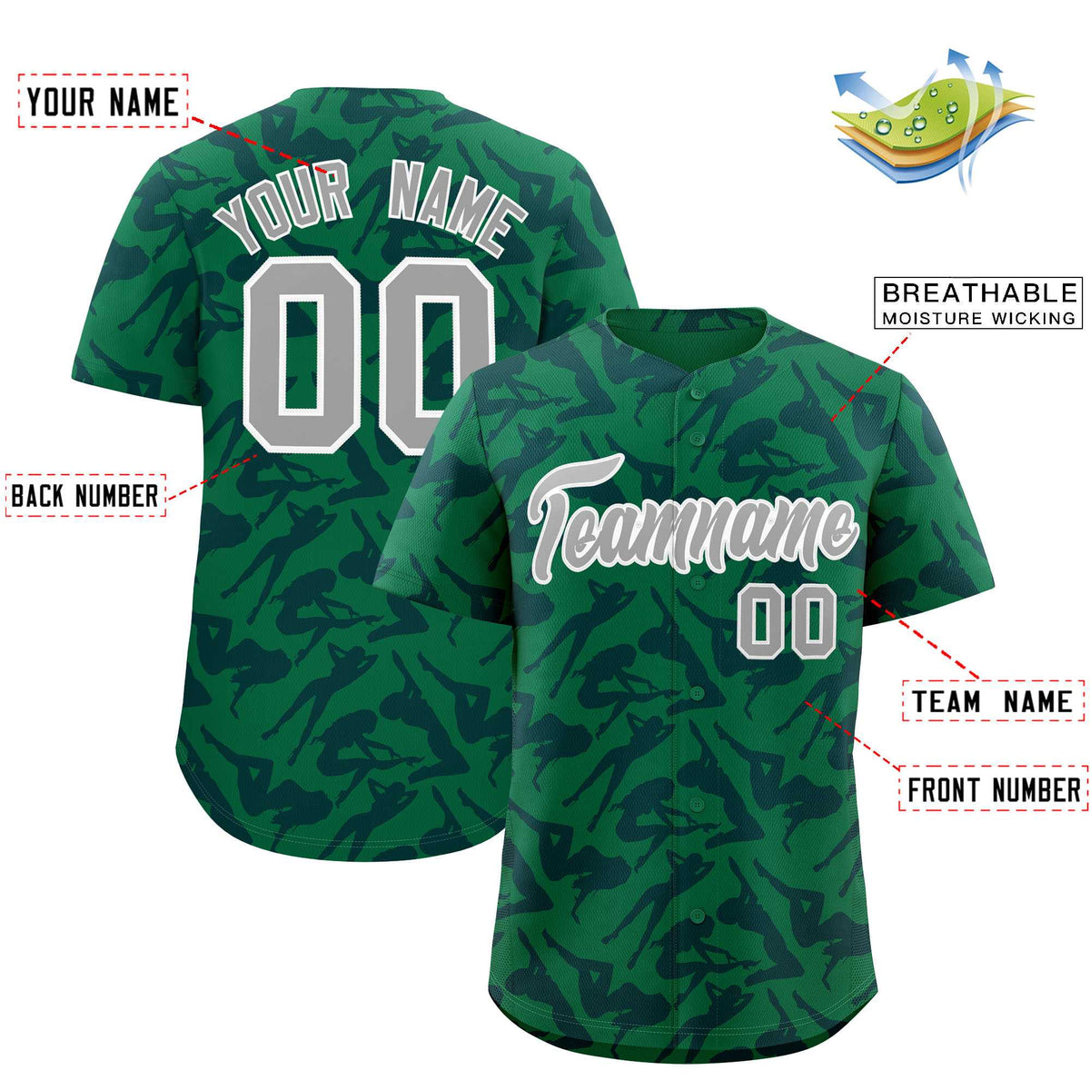 Custom Kelly Green Navy Playboy Graffiti Pattern Authentic Baseball Jersey| KXKSHOP
