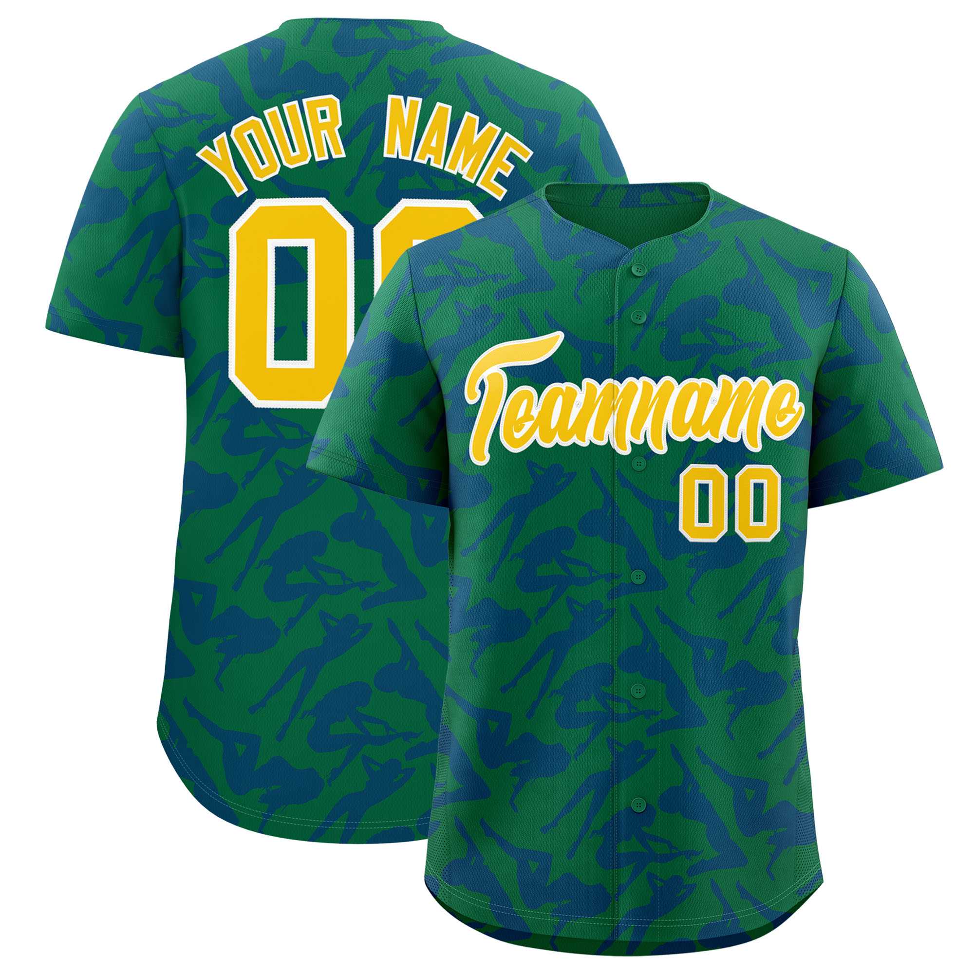Custom Kelly Green Royal Playboy Graffiti Pattern Authentic Baseball Jersey| KXKSHOP