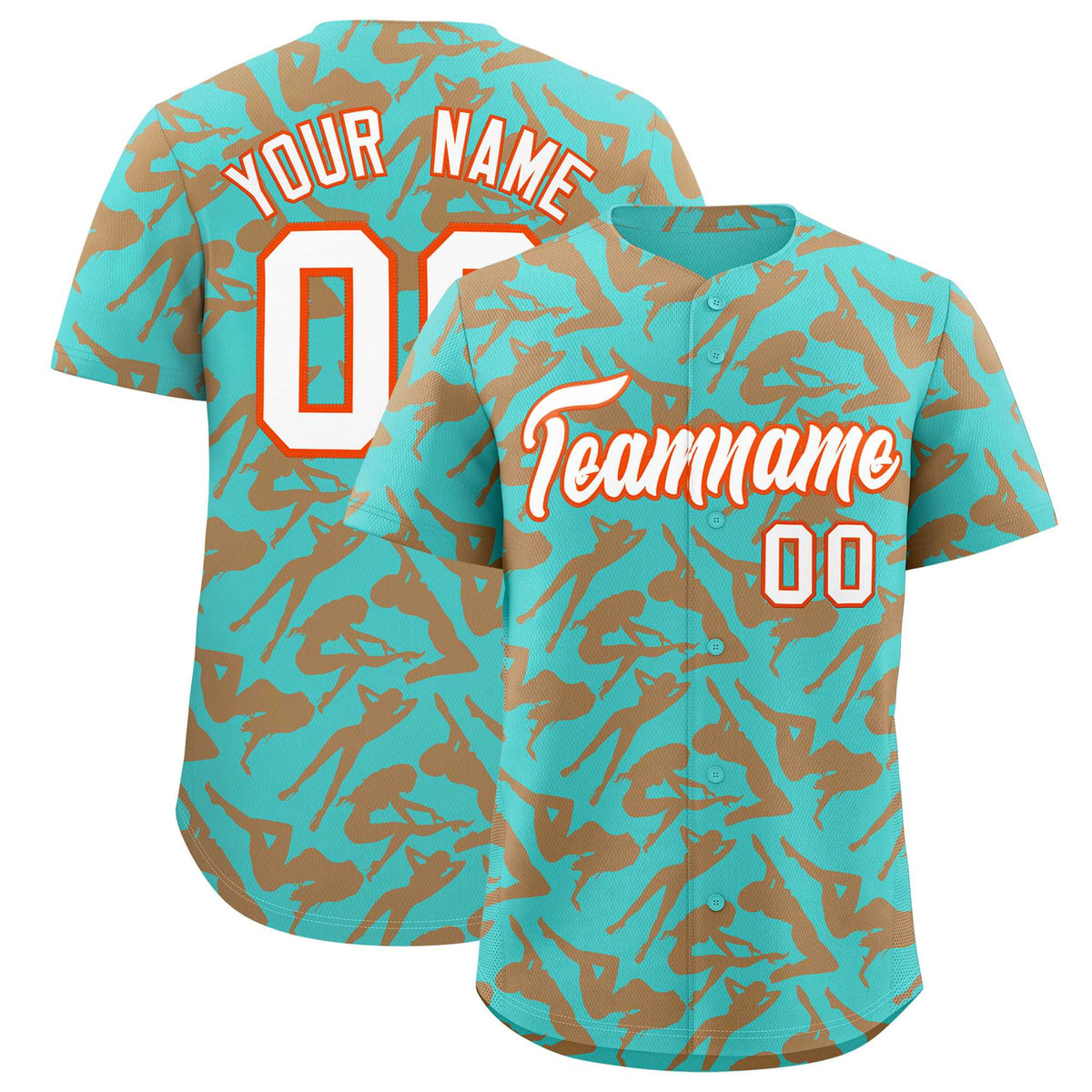 Custom Bright Green Orange Playboy Graffiti Pattern Authentic Baseball Jersey| KXKSHOP