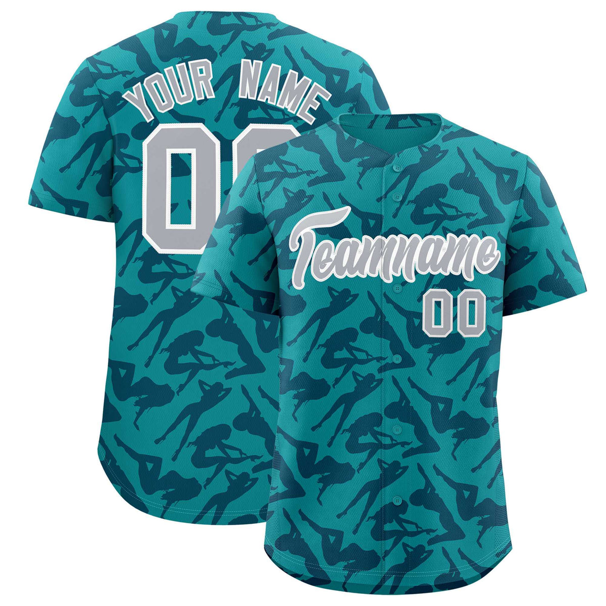 Custom Aqua Navy Playboy Graffiti Pattern Authentic Baseball Jersey| KXKSHOP