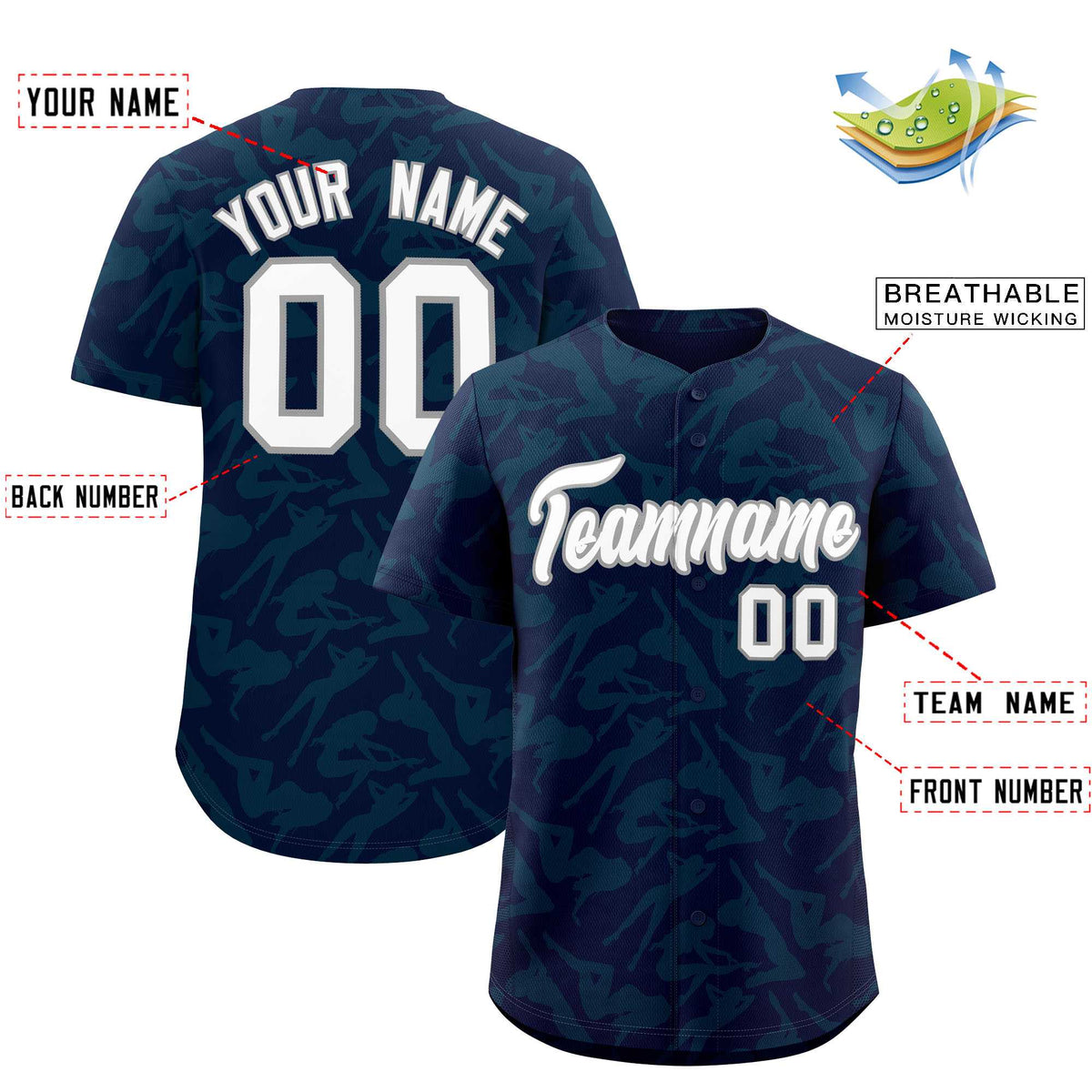 Custom Navy Aqua Playboy Graffiti Pattern Authentic Baseball Jersey| KXKSHOP