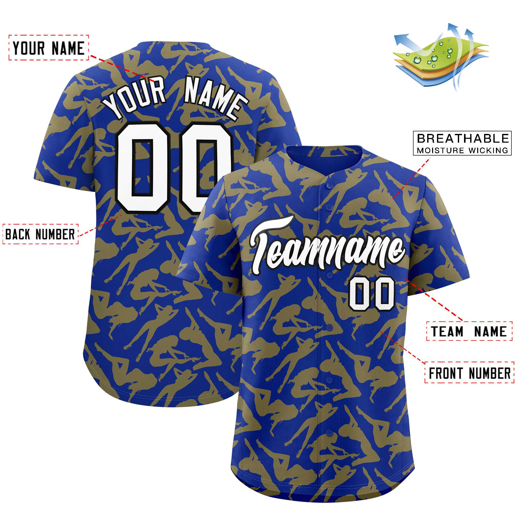 Custom Royal Gold Playboy Graffiti Pattern Authentic Baseball Jersey| KXKSHOP
