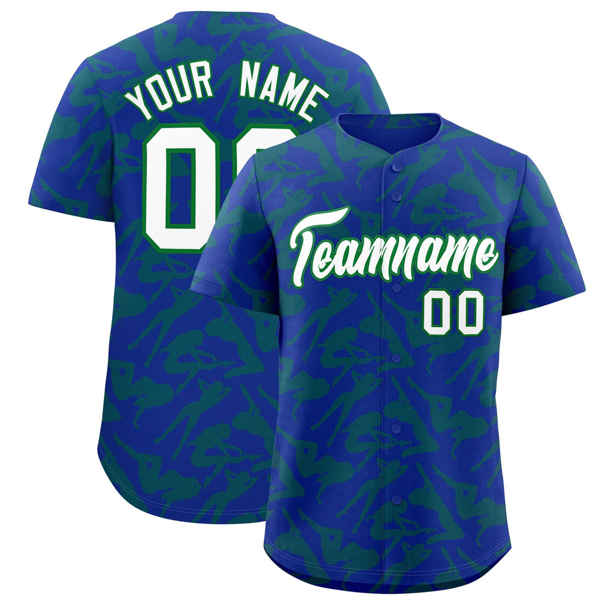 Custom Royal Kelly Green Playboy Graffiti Pattern Authentic Baseball Jersey| KXKSHOP