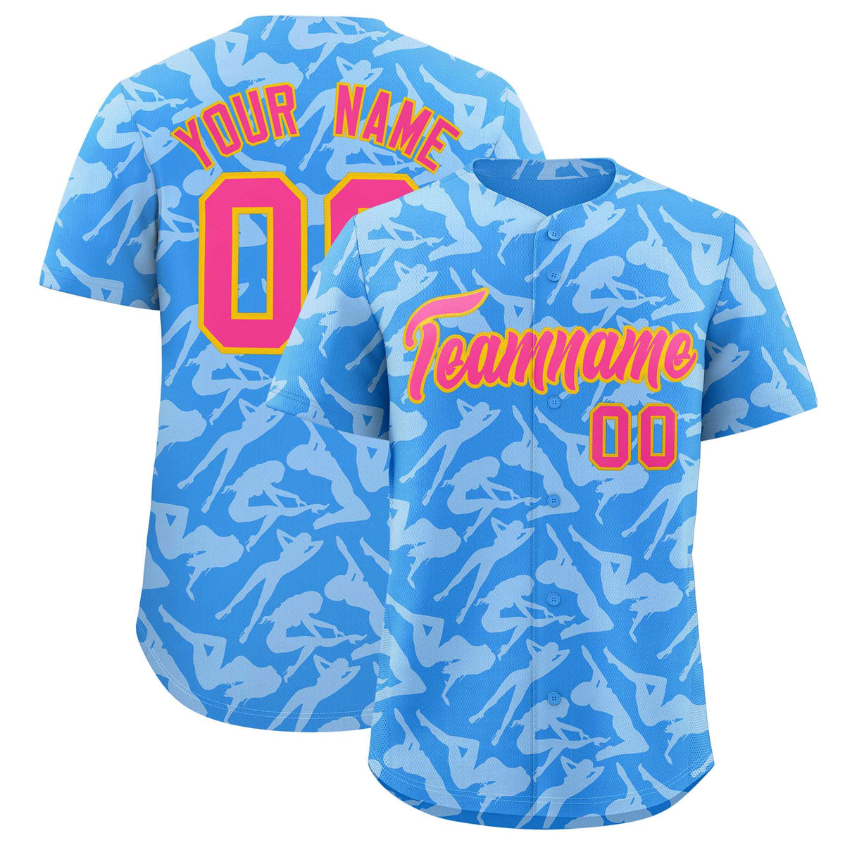 Custom Powder Blue White Playboy Graffiti Pattern Authentic Baseball Jersey| KXKSHOP