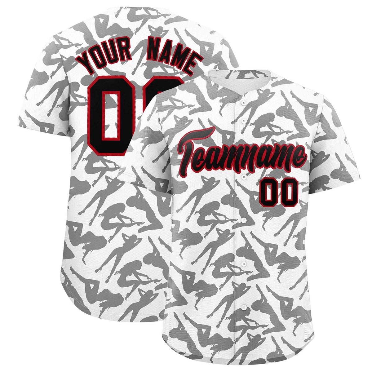 Custom White Black Playboy Graffiti Pattern Authentic Baseball Jersey| KXKSHOP