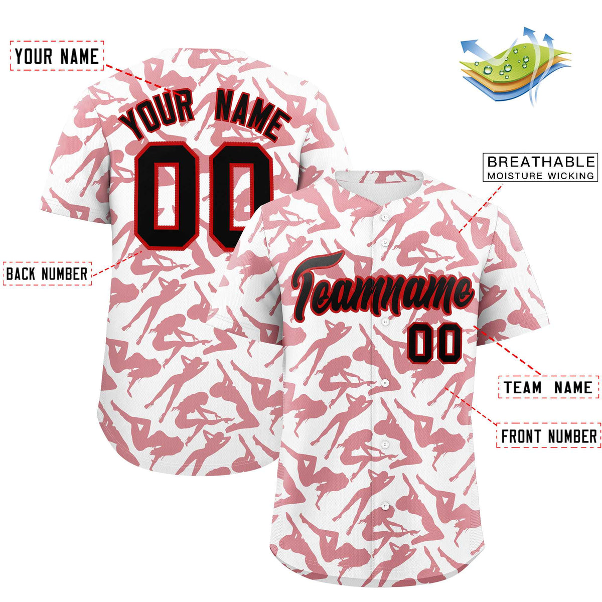 Custom White Red Playboy Graffiti Pattern Authentic Baseball Jersey| KXKSHOP