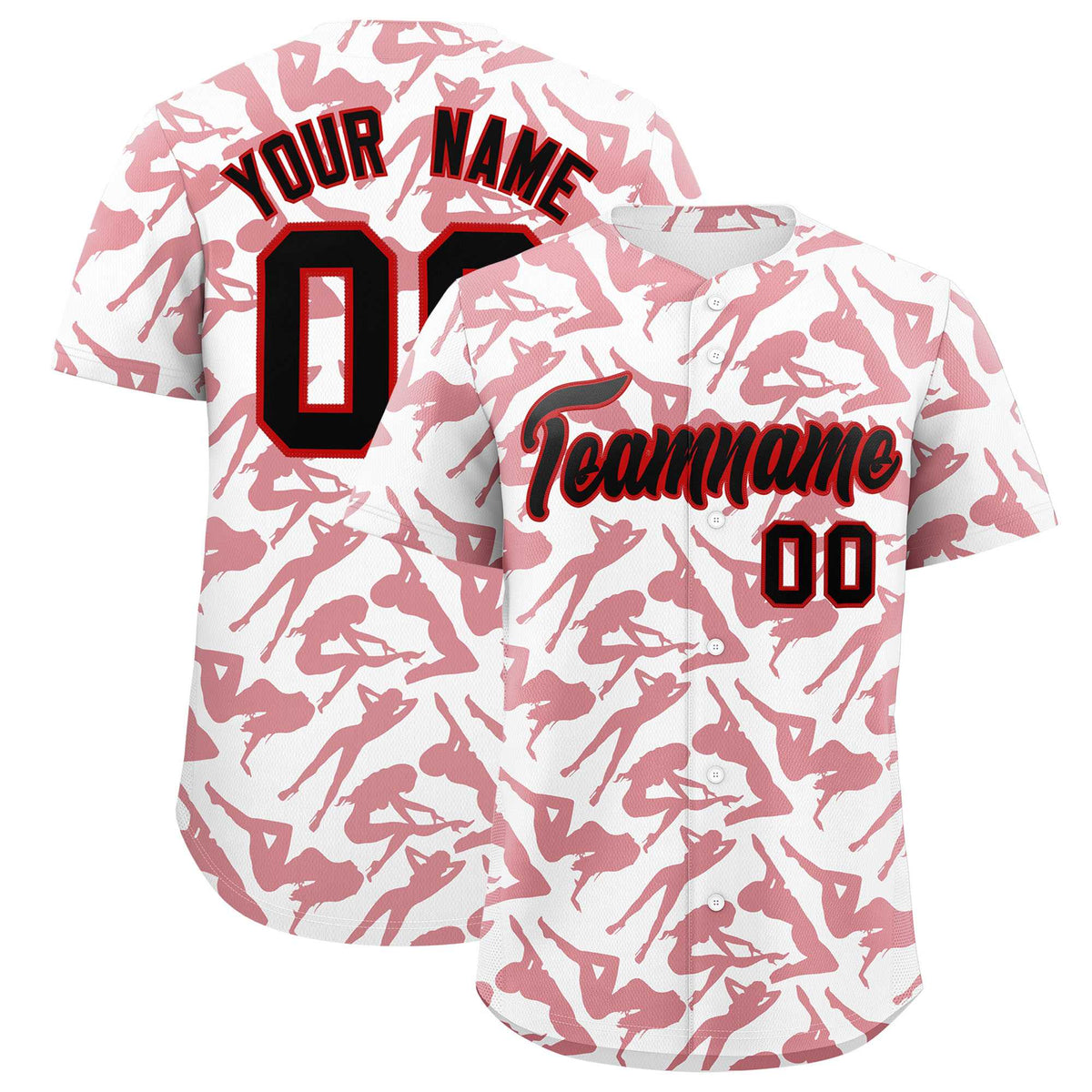 Custom White Red Playboy Graffiti Pattern Authentic Baseball Jersey| KXKSHOP