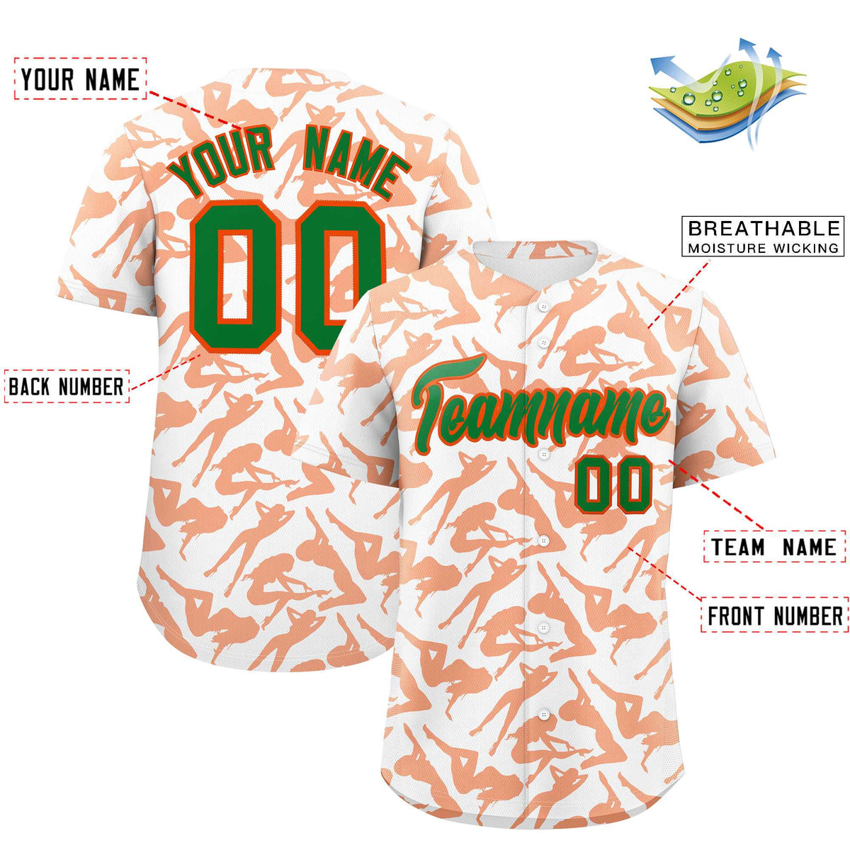 Custom White Orange Playboy Graffiti Pattern Authentic Baseball Jersey| KXKSHOP
