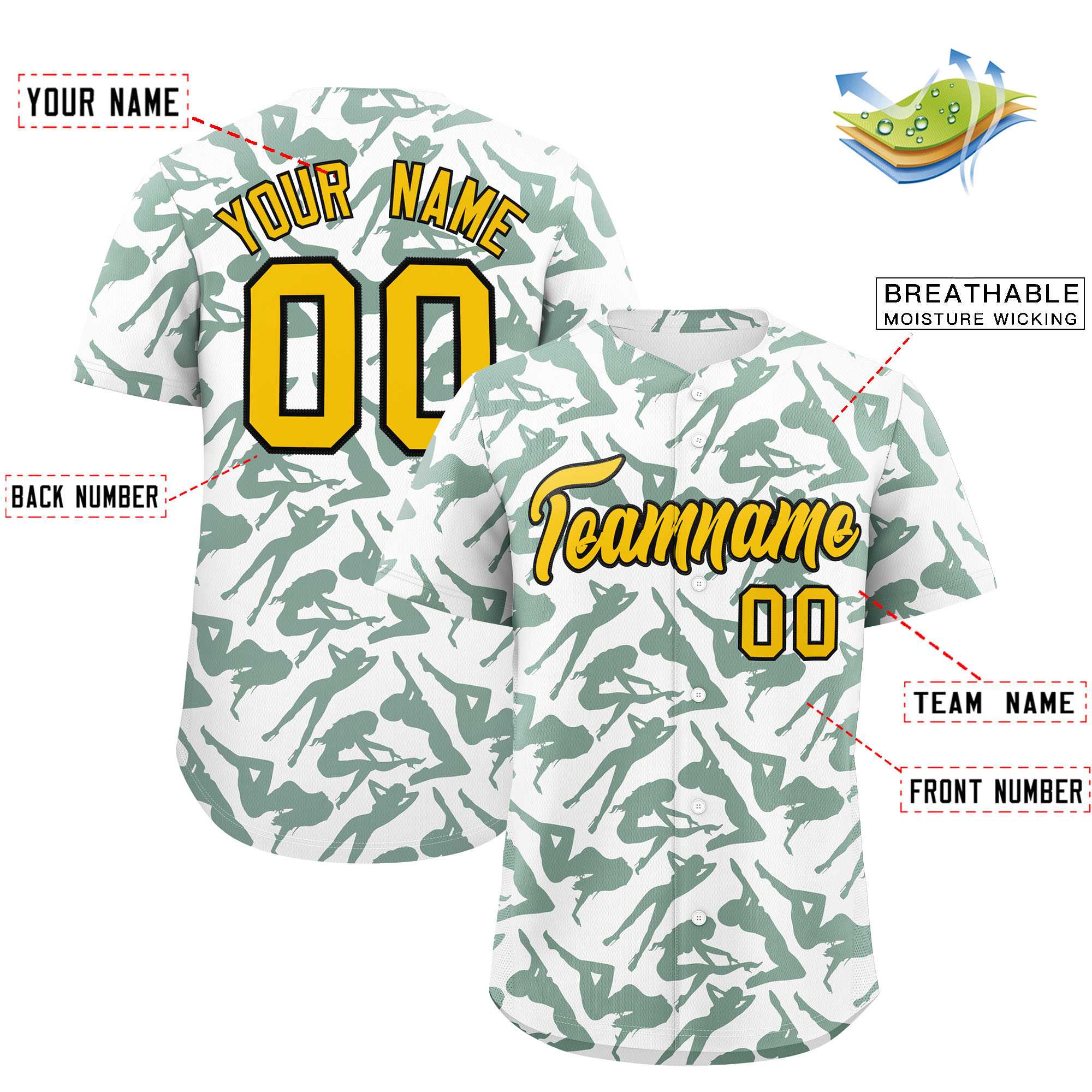 Custom White Green Playboy Graffiti Pattern Authentic Baseball Jersey| KXKSHOP