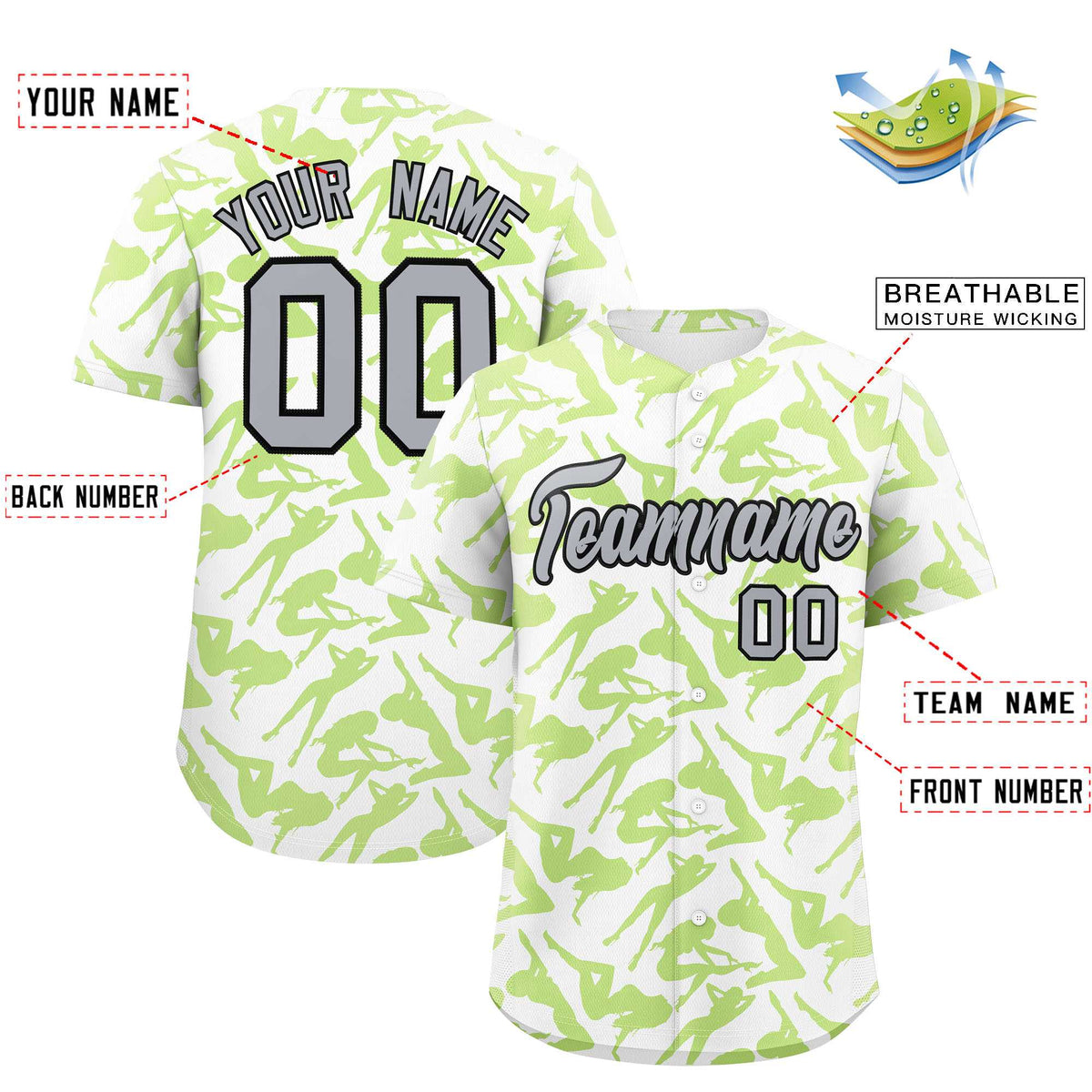 Custom White Neon Green Playboy Graffiti Pattern Authentic Baseball Jersey| KXKSHOP