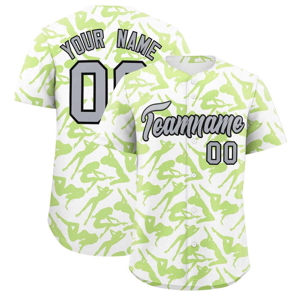 Custom White Neon Green Playboy Graffiti Pattern Authentic Baseball Jersey| KXKSHOP