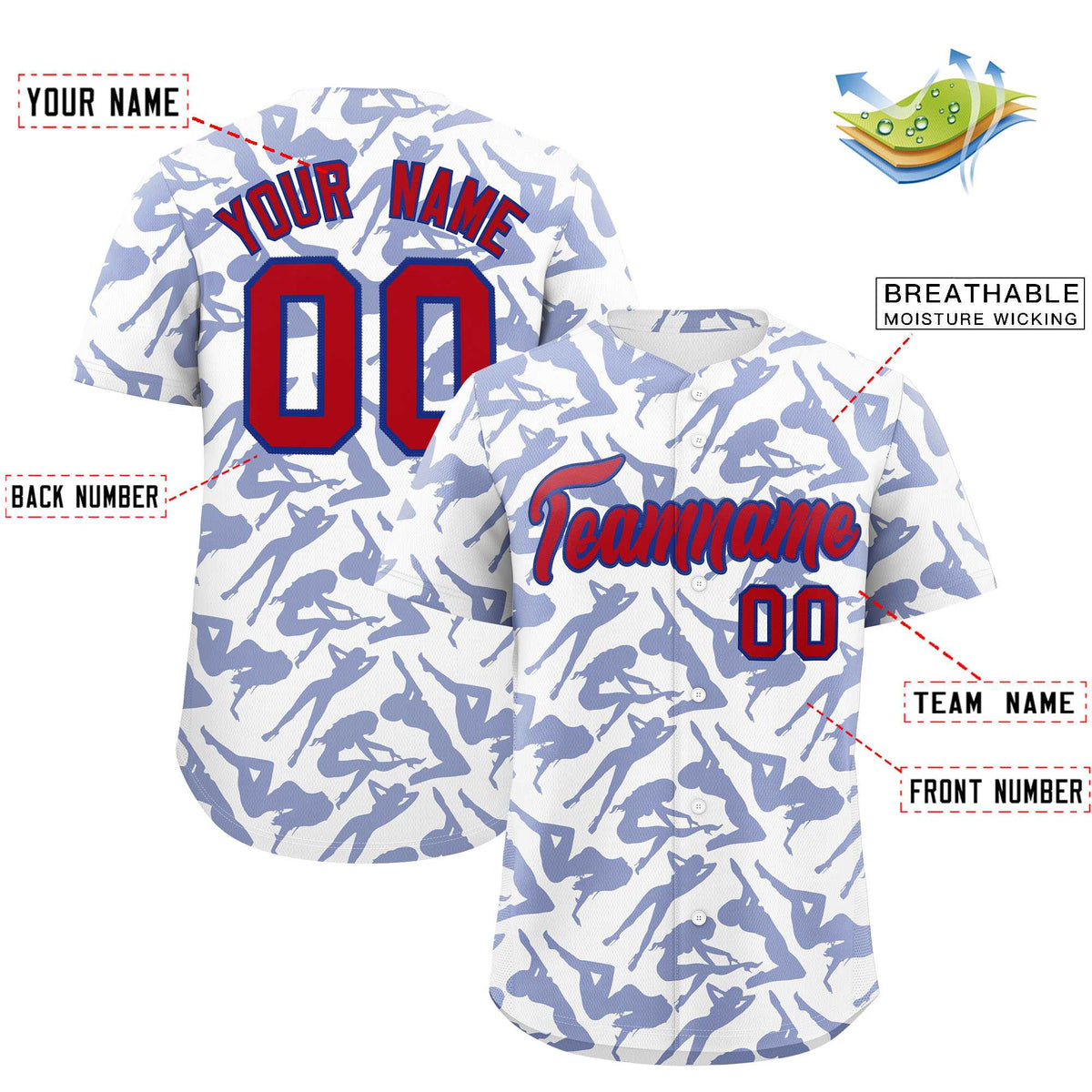 Custom White Royal Playboy Graffiti Pattern Authentic Baseball Jersey| KXKSHOP