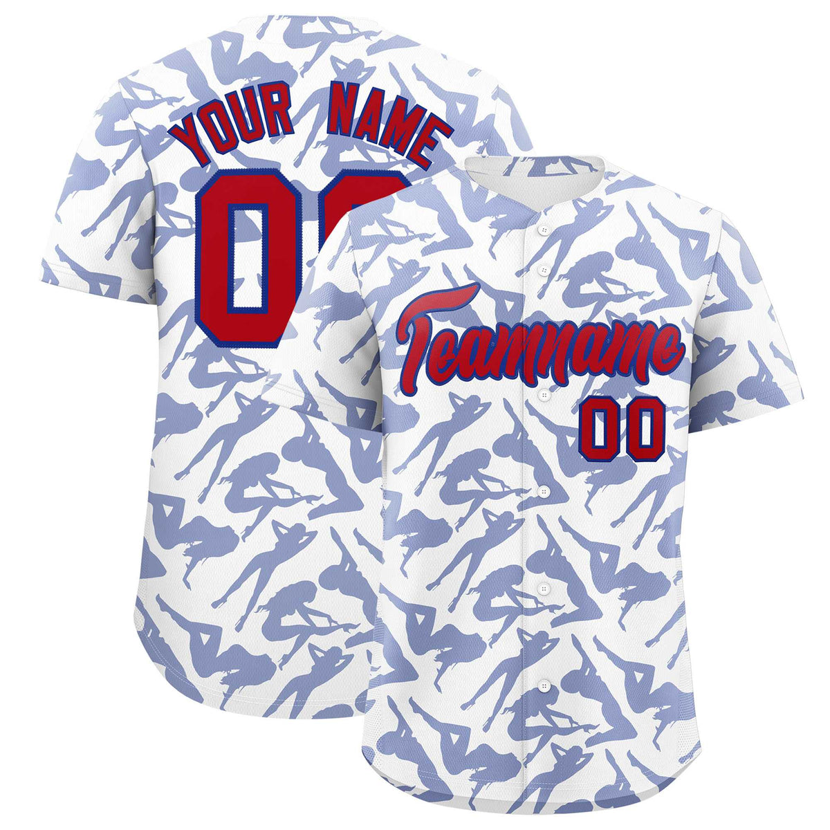 Custom White Royal Playboy Graffiti Pattern Authentic Baseball Jersey| KXKSHOP