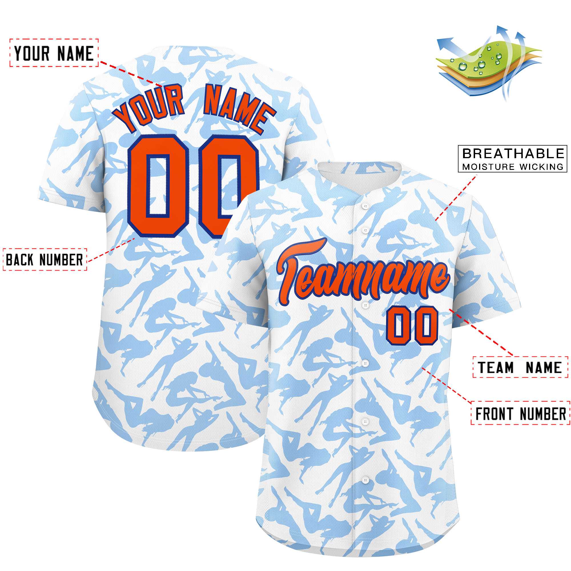Custom White Powder Blue Playboy Graffiti Pattern Authentic Baseball Jersey| KXKSHOP