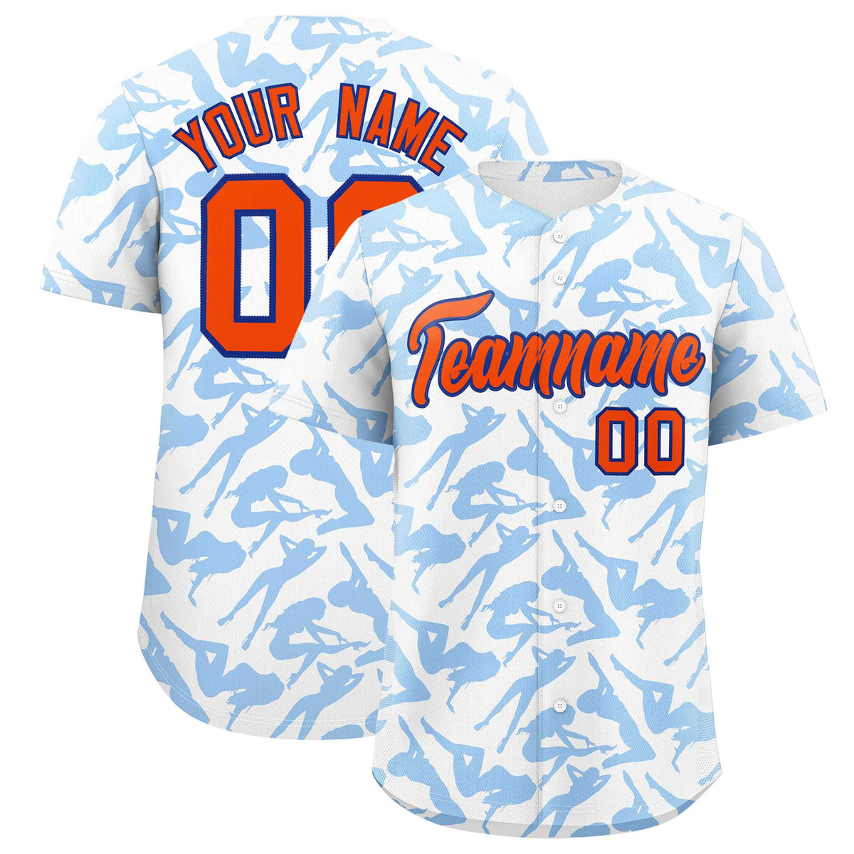 Custom White Powder Blue Playboy Graffiti Pattern Authentic Baseball Jersey| KXKSHOP