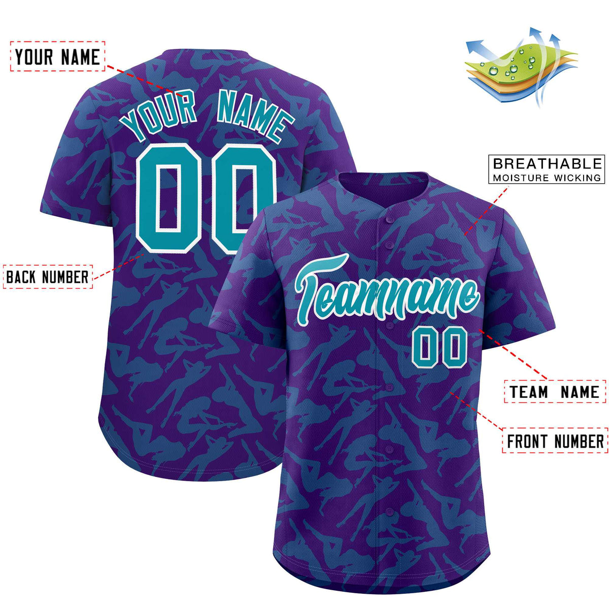 Custom Purple Aqua Playboy Graffiti Pattern Authentic Baseball Jersey| KXKSHOP