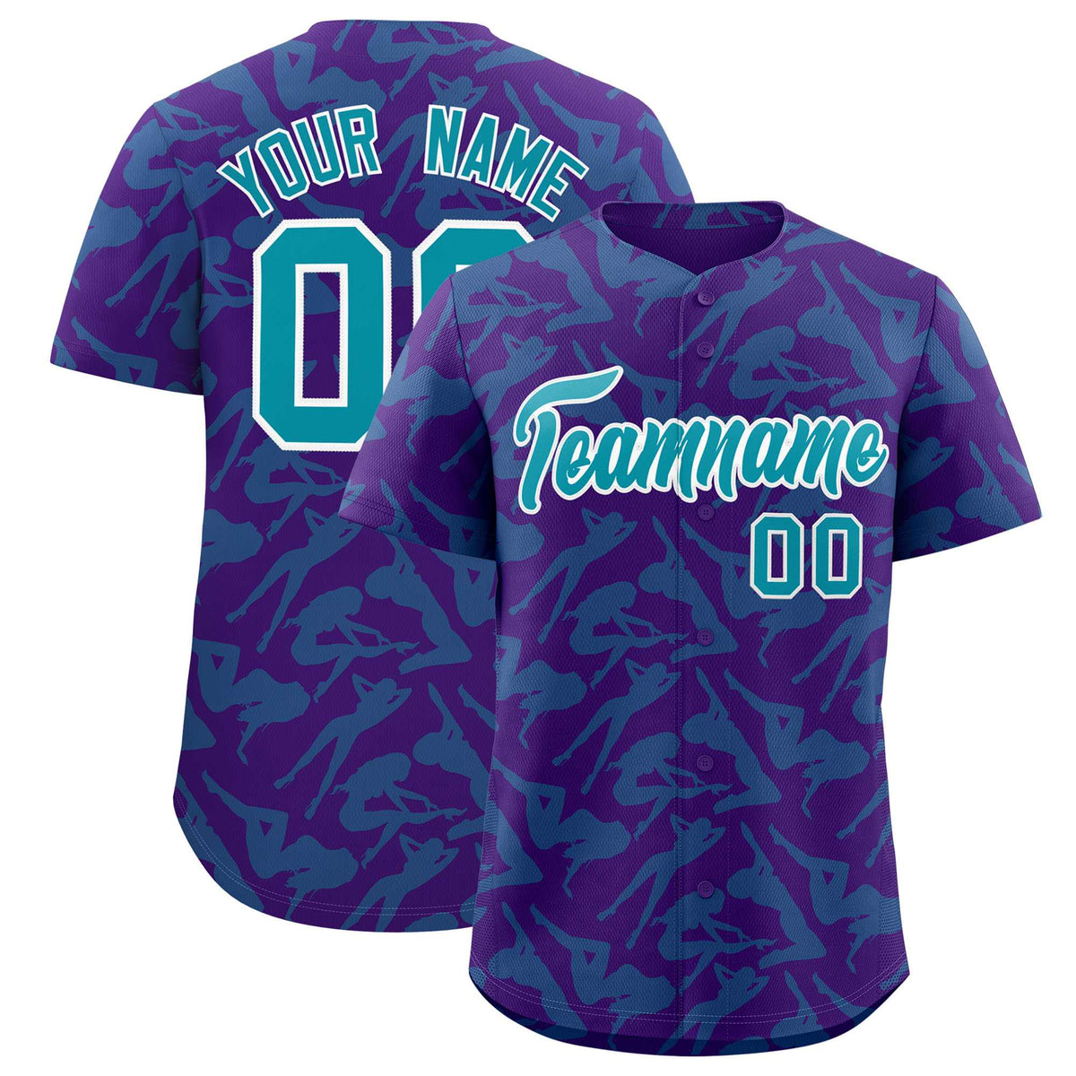 Custom Purple Aqua Playboy Graffiti Pattern Authentic Baseball Jersey| KXKSHOP