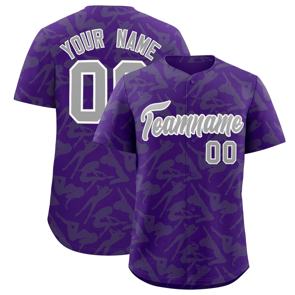 Custom Purple Gray Playboy Graffiti Pattern Authentic Baseball Jersey| KXKSHOP