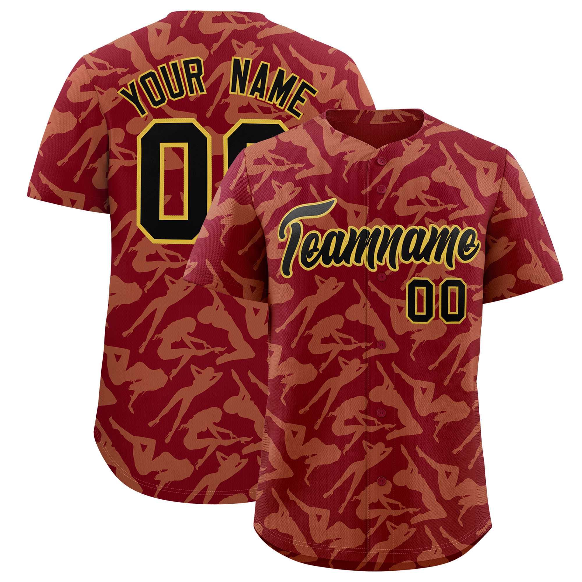 Custom Crimson Khaki Playboy Graffiti Pattern Authentic Baseball Jersey| KXKSHOP
