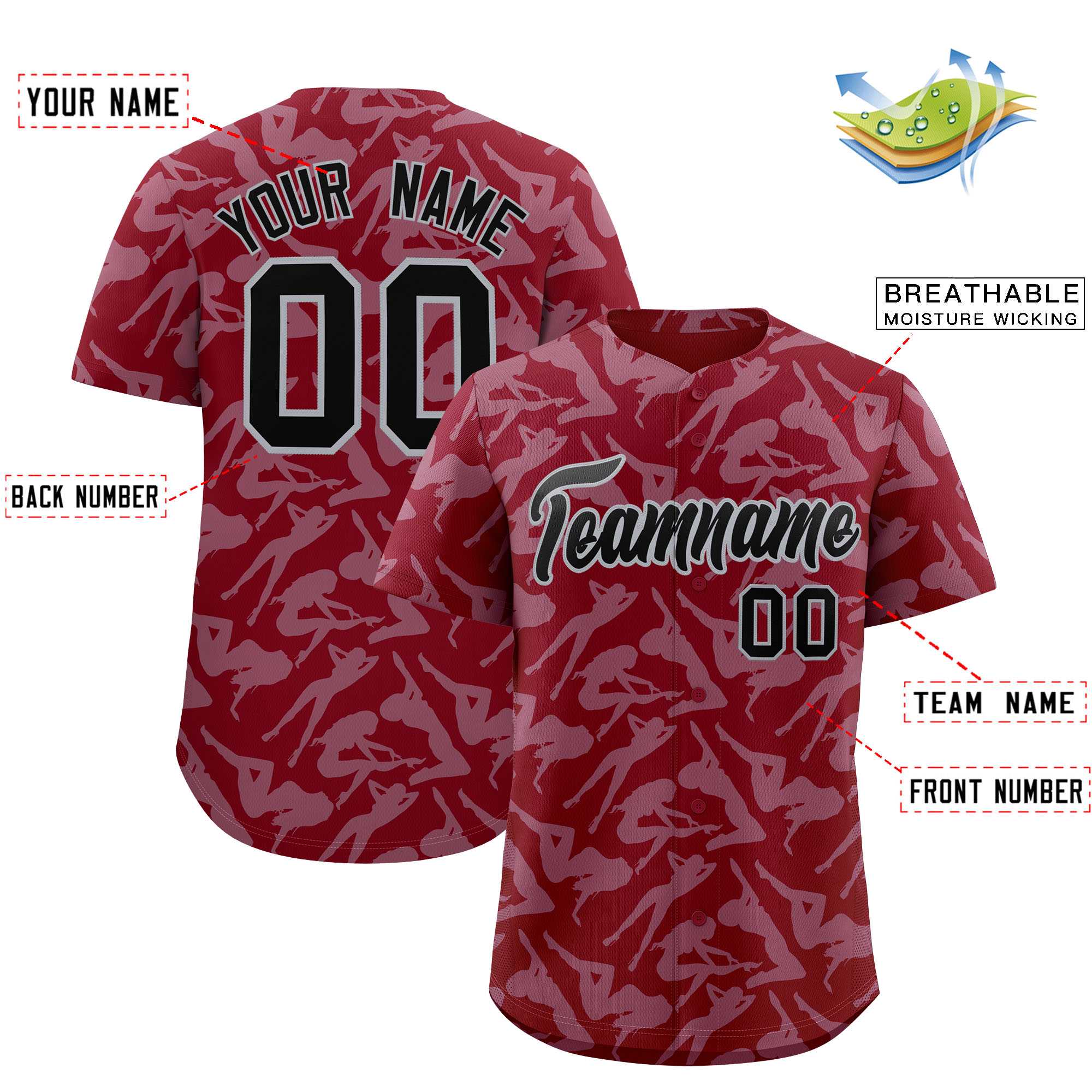 Custom Crimson Gray Playboy Graffiti Pattern Authentic Baseball Jersey| KXKSHOP