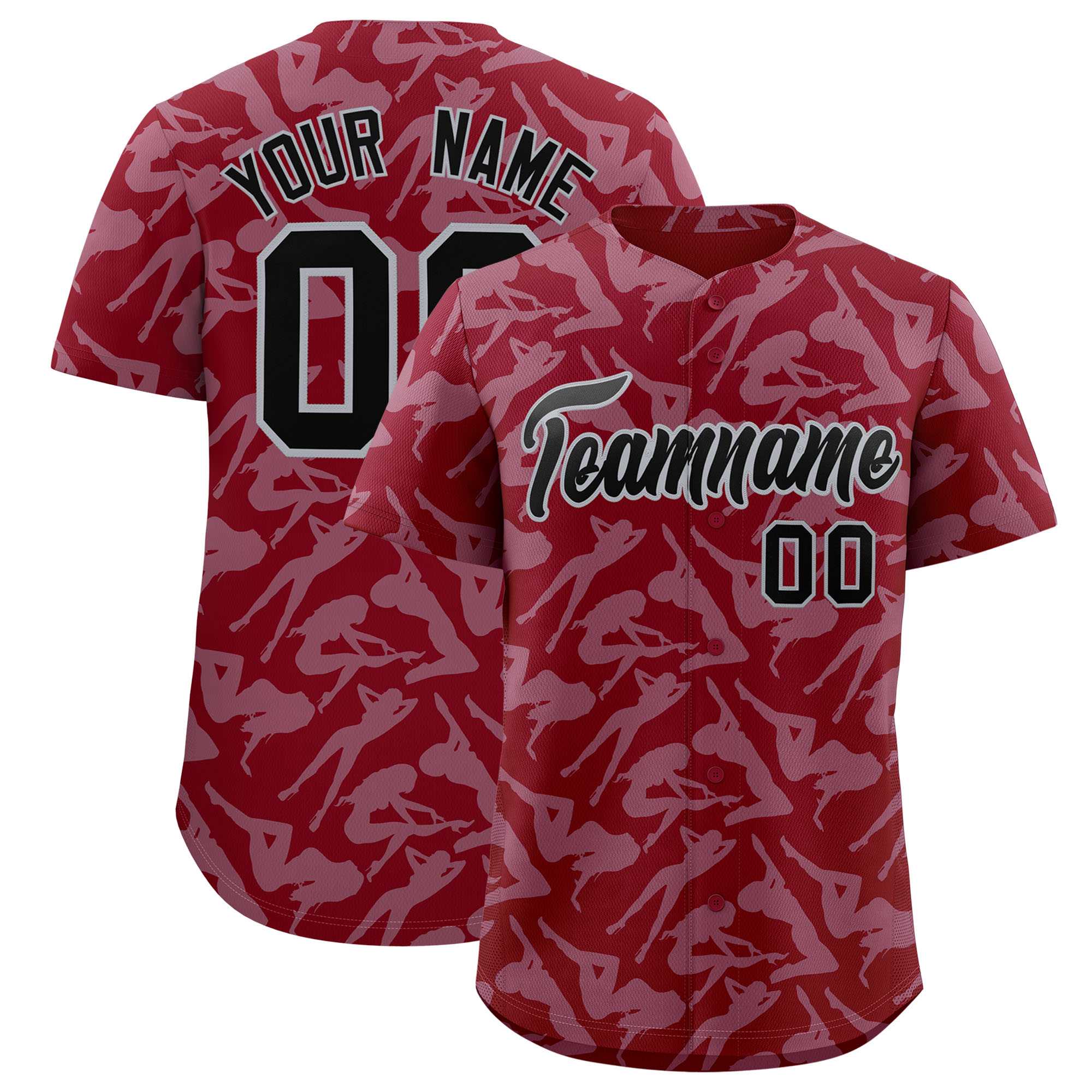 Custom Crimson Gray Playboy Graffiti Pattern Authentic Baseball Jersey| KXKSHOP