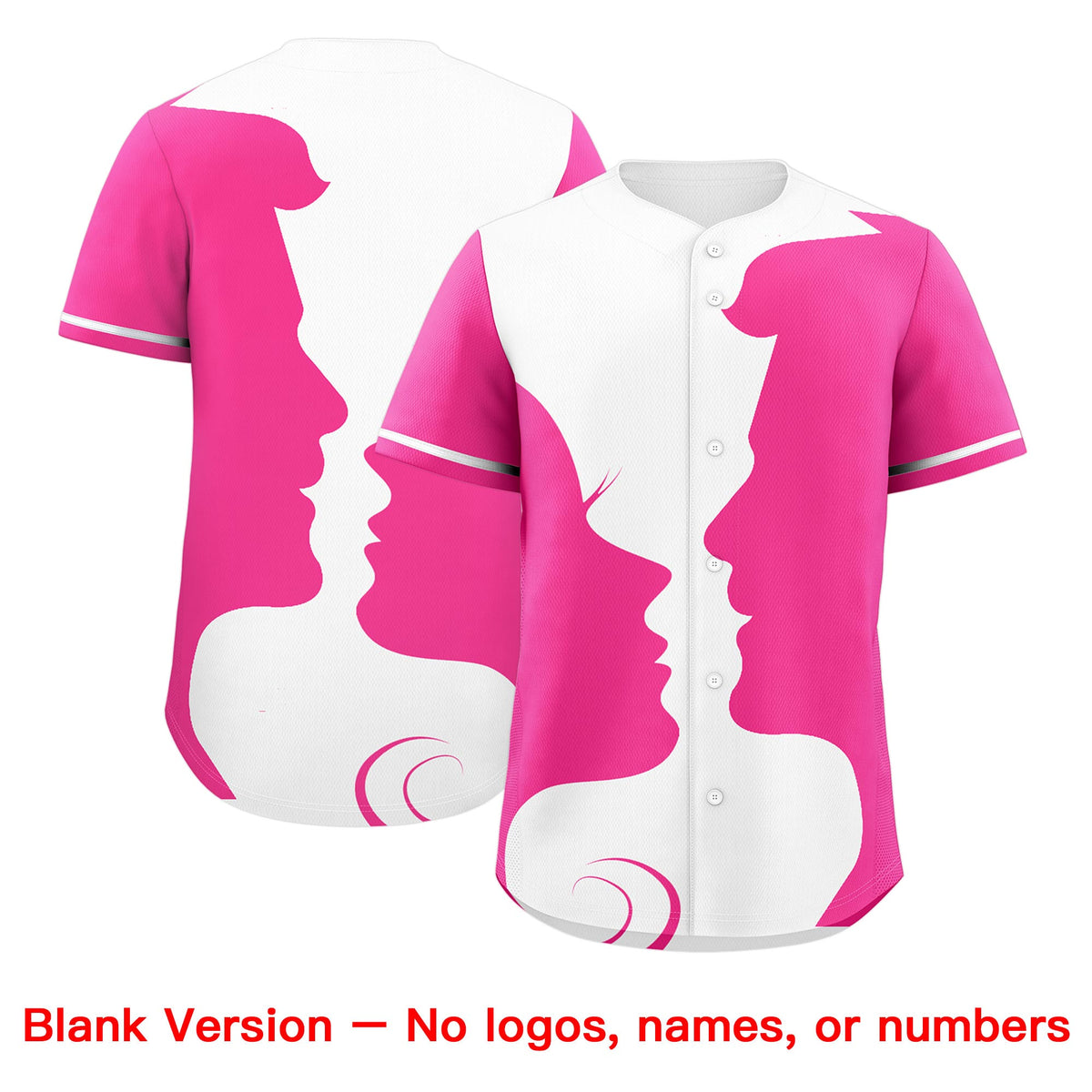 Custom White Pink Silhouettes of Loving Couple Valentine's Day Baseball Jersey| KXKSHOP