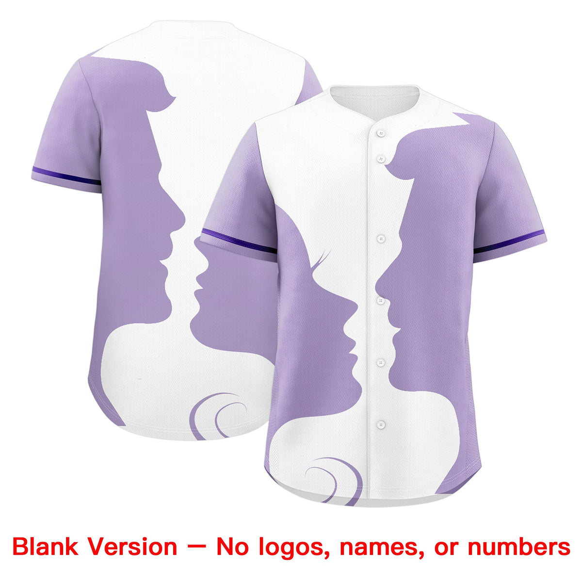 Custom Purple White Light Purple Silhouettes of Loving Couple Valentine's Day Baseball Jersey| KXKSHOP