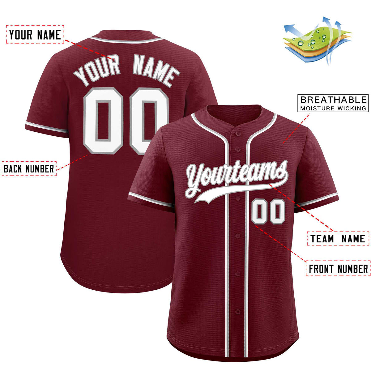 Custom Maroon Classic Style Authentic Baseball Jersey