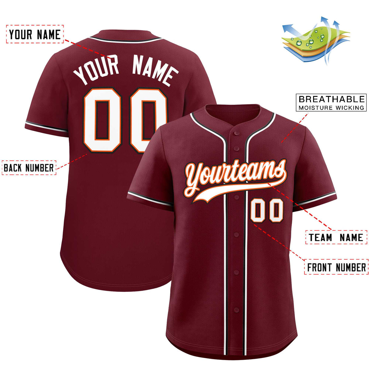 Custom Maroon Classic Style Authentic Baseball Jersey