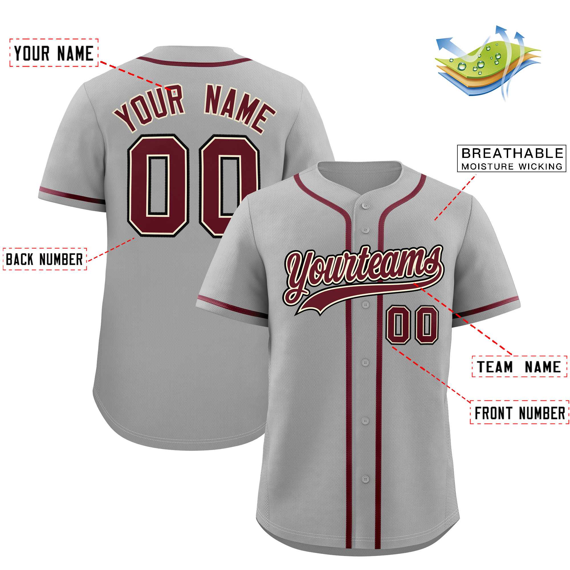 Custom Gray Classic Style Authentic Baseball Jersey