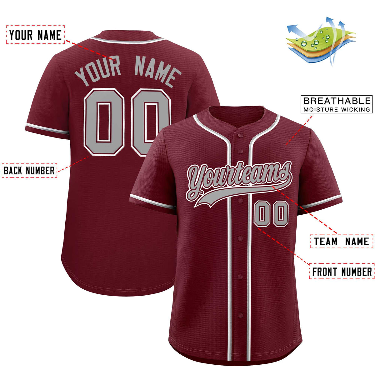 Custom Maroon Classic Style Authentic Baseball Jersey