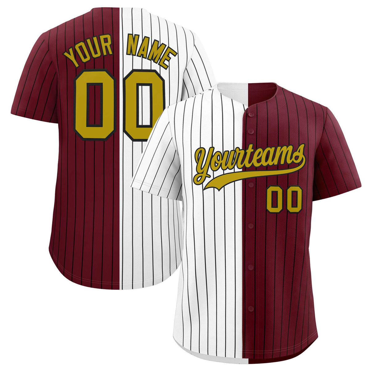Custom White Maroon Two Tone Striped Fashion Authentic Baseball Jersey