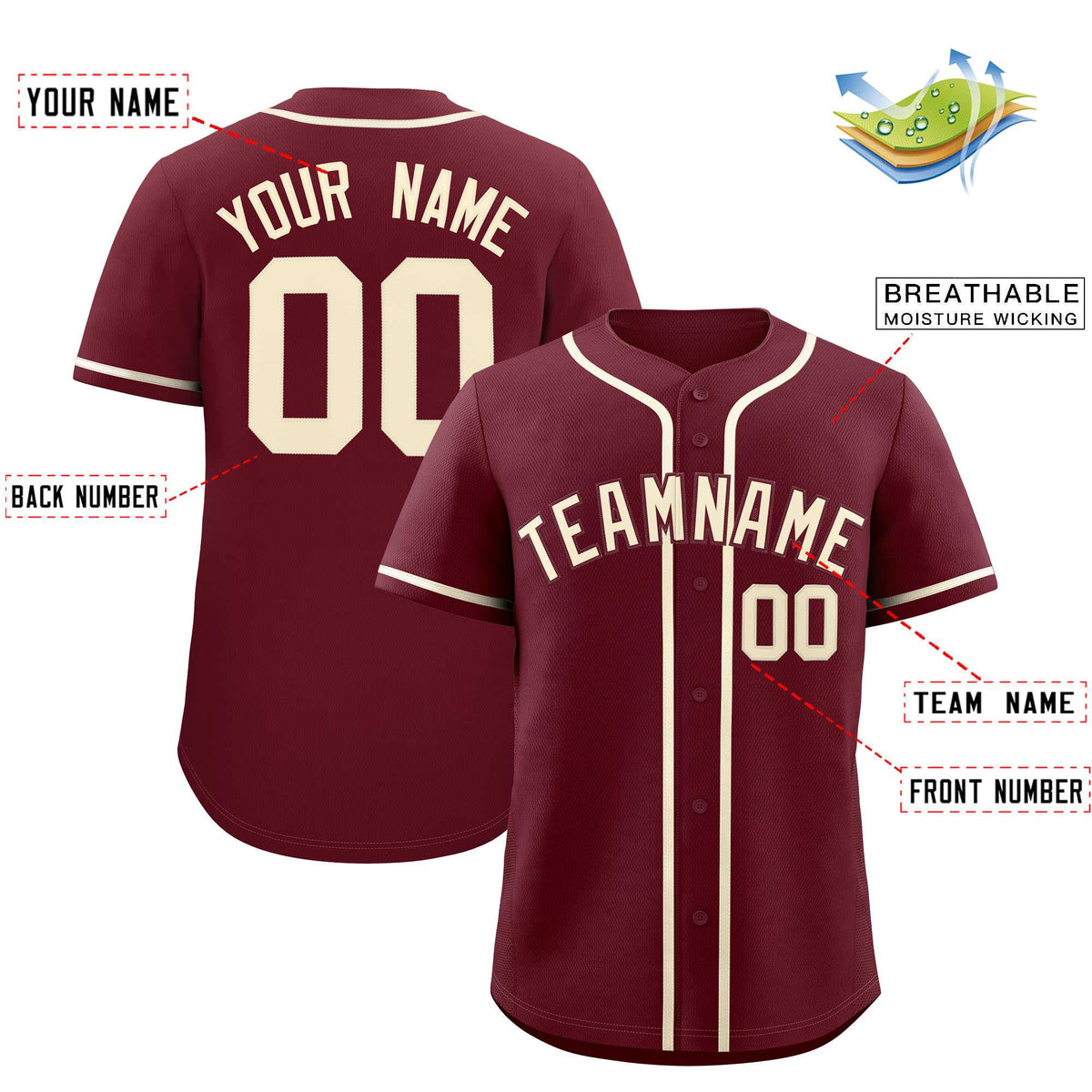Custom Maroon Classic Style Authentic Baseball Jersey