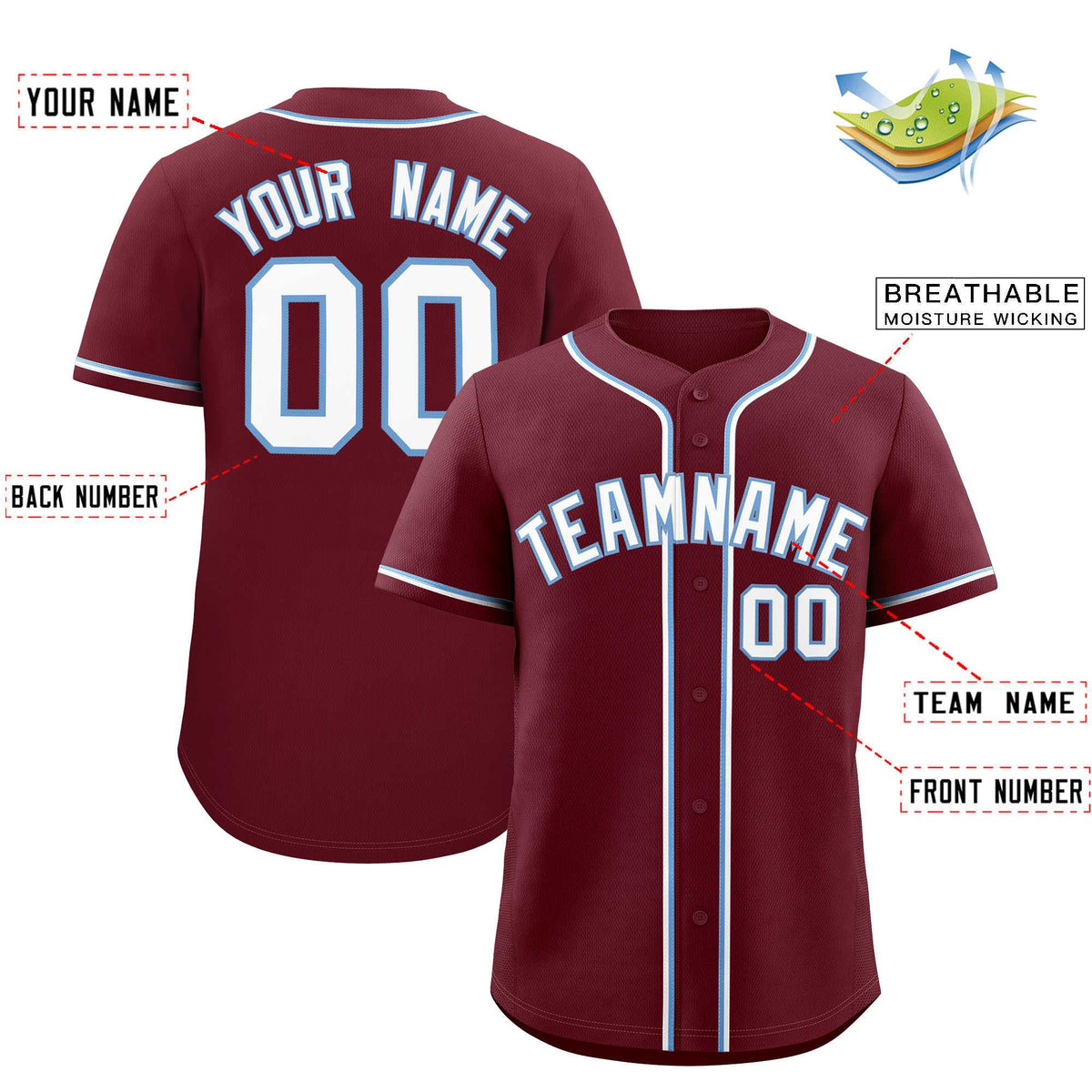 Custom Maroon Classic Style Authentic Baseball Jersey