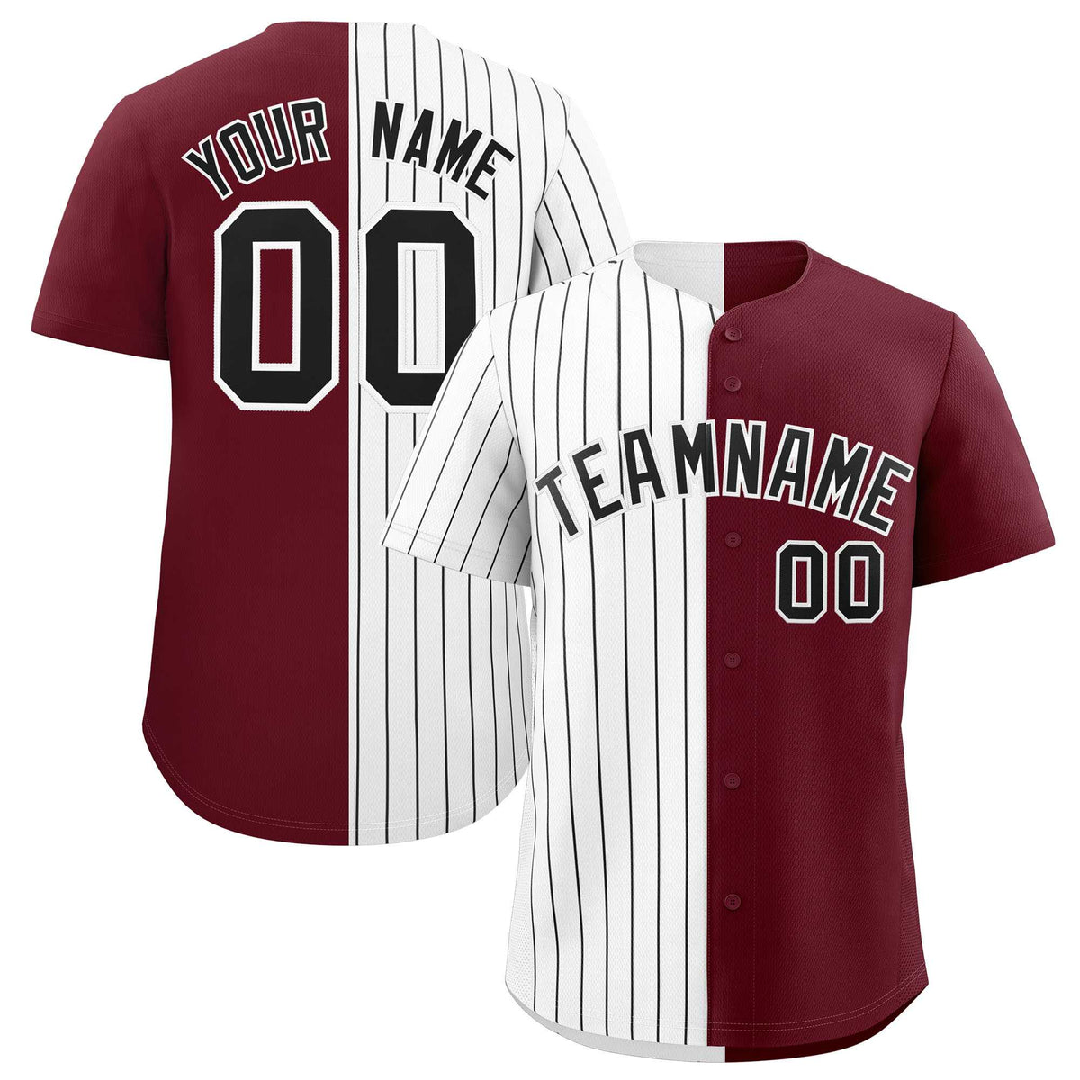 Custom White Maroon Split Fashion Authentic Baseball Jersey