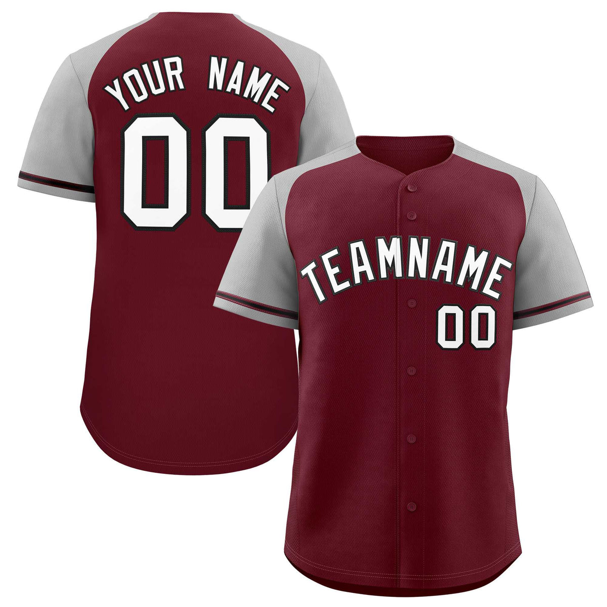 Custom Maroon Gray Raglan Sleeves Authentic Baseball Jersey