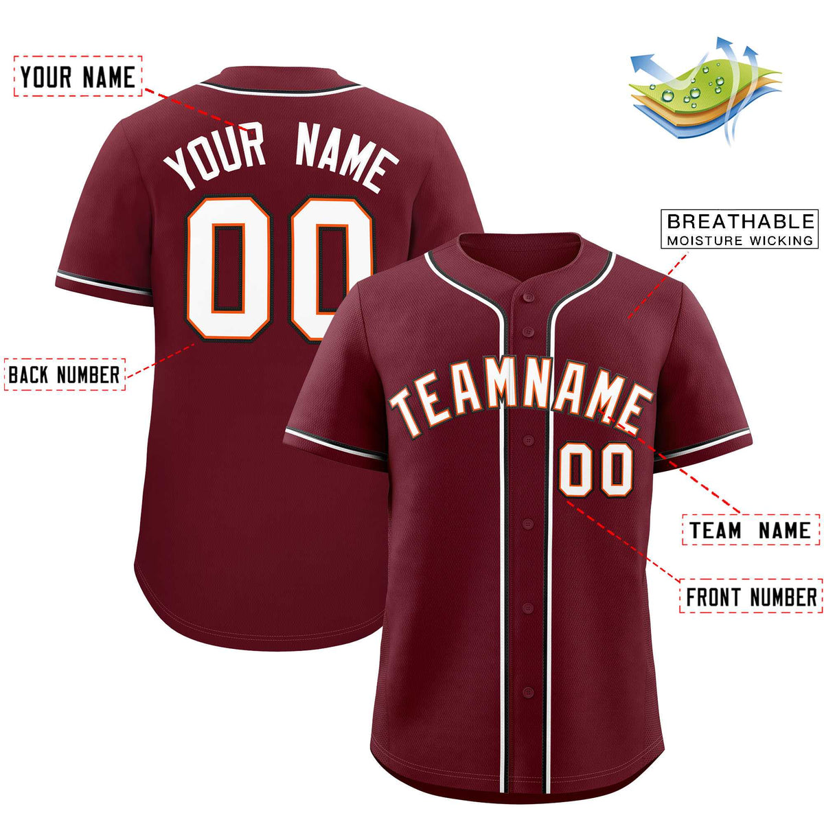 Custom Maroon Classic Style Authentic Baseball Jersey