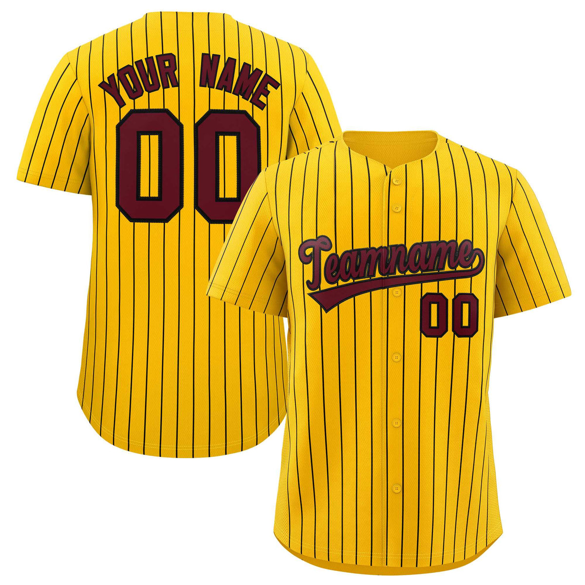 Custom Yellow Black Stripe Fashion Authentic Baseball Jersey