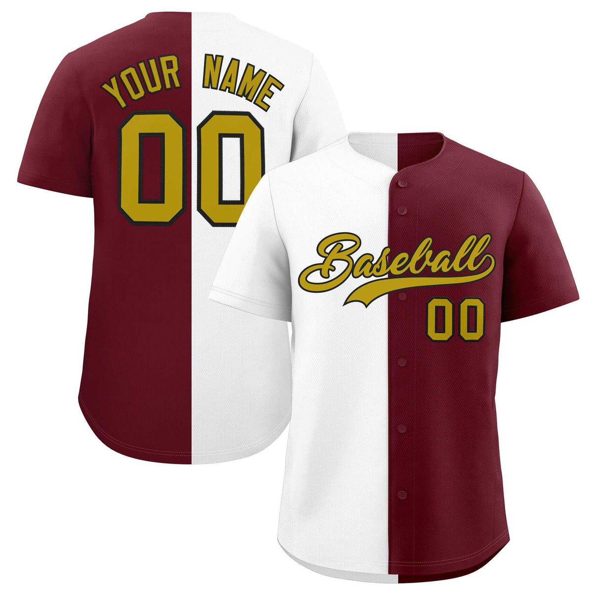 Custom White Maroon Two Tone Striped Fashion Authentic Baseball Jersey