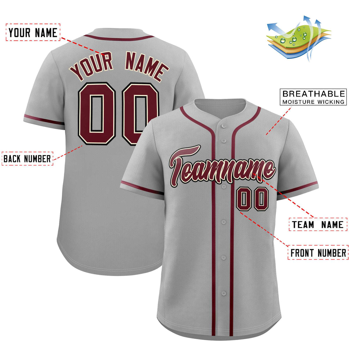 Custom Gray Classic Style Authentic Baseball Jersey